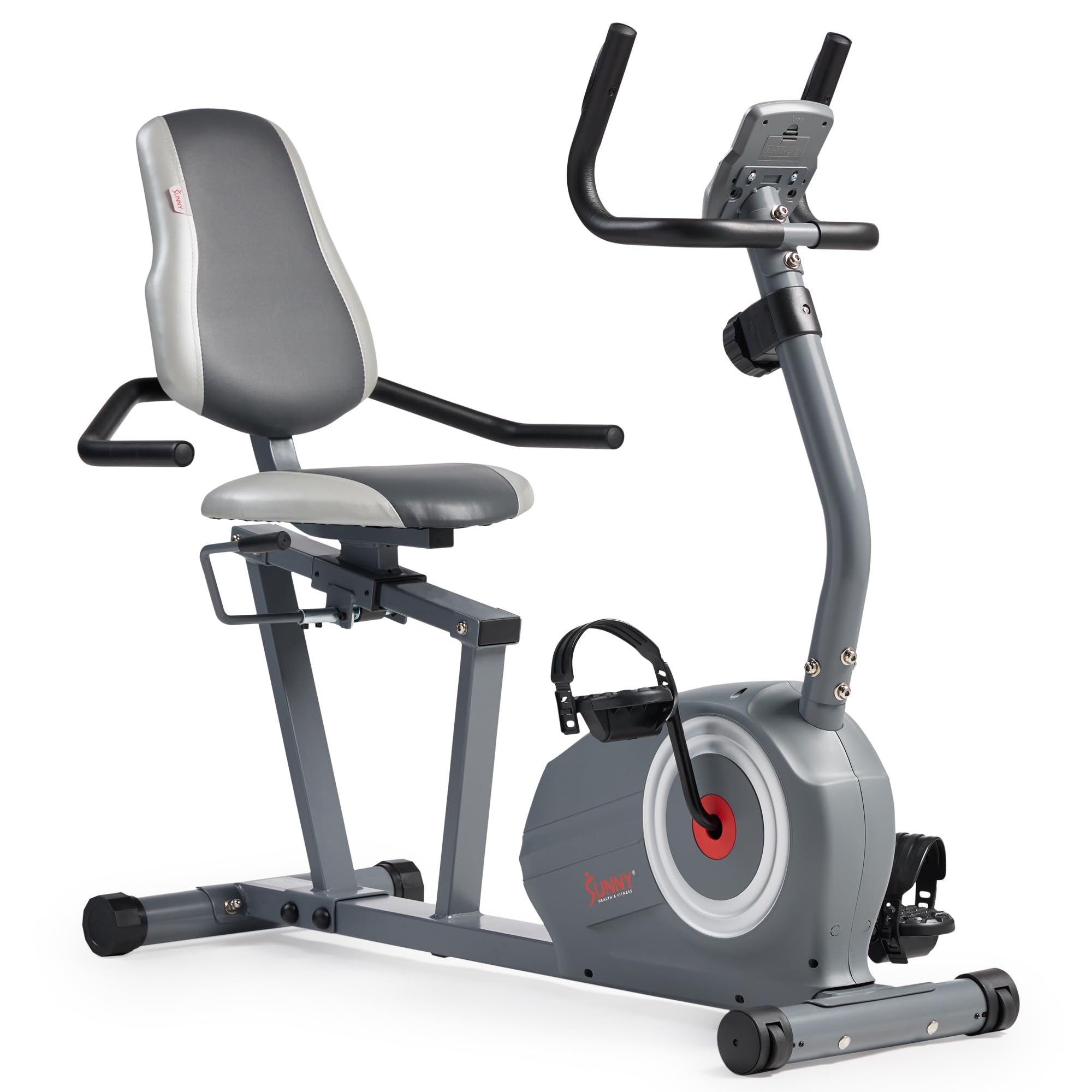 Sunny Health & Fitness Essentials Series Magnetic Smart Recumbent Bike with Exclusive SunnyFit App Enhanced Bluetooth Connectivity – SF-RB422003