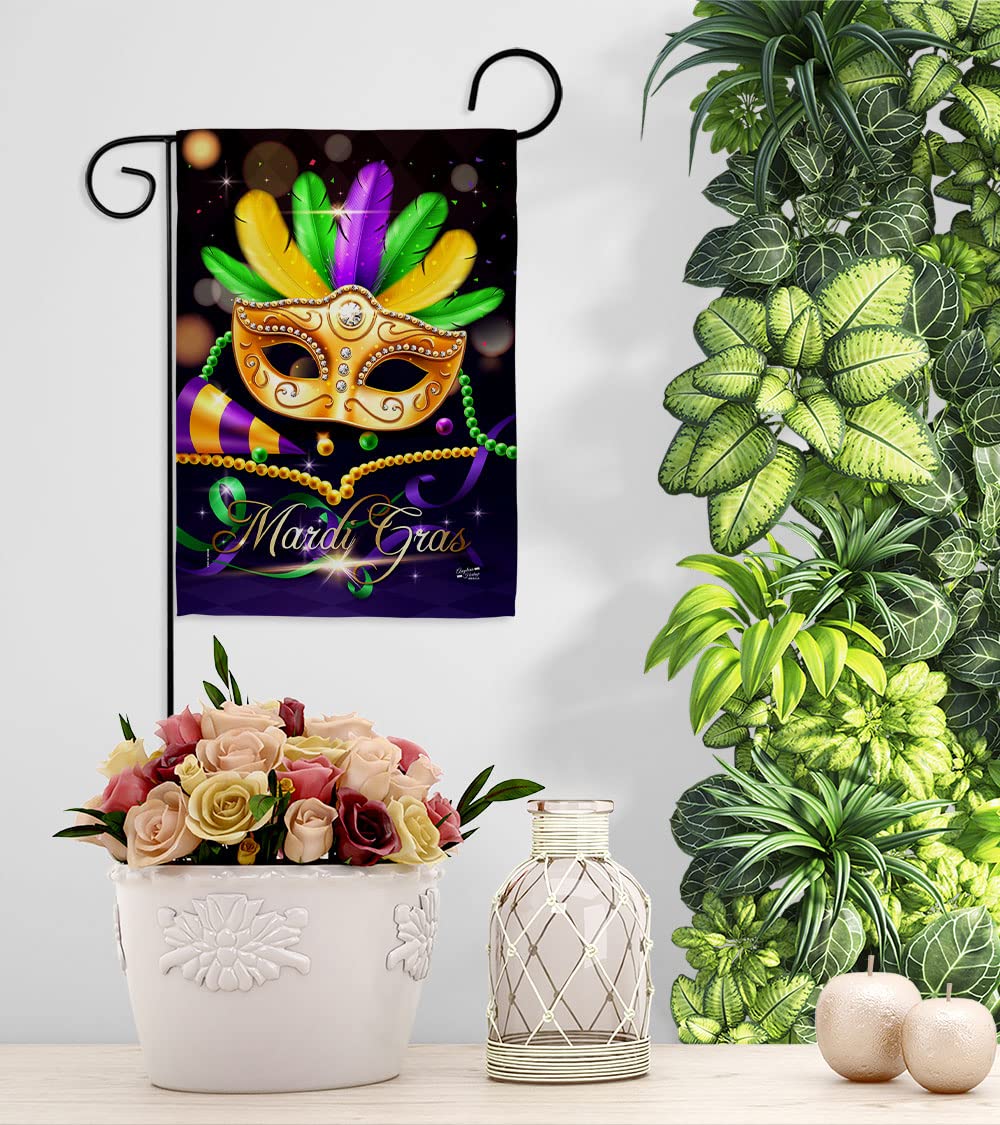 Angeleno Heritage Mardi Gras Party Garden Flag Spring Carnival Festival Masquerade Celebration Season Holiday French House Decoration Banner Small Yard Gift Double-Sided, Made in USA