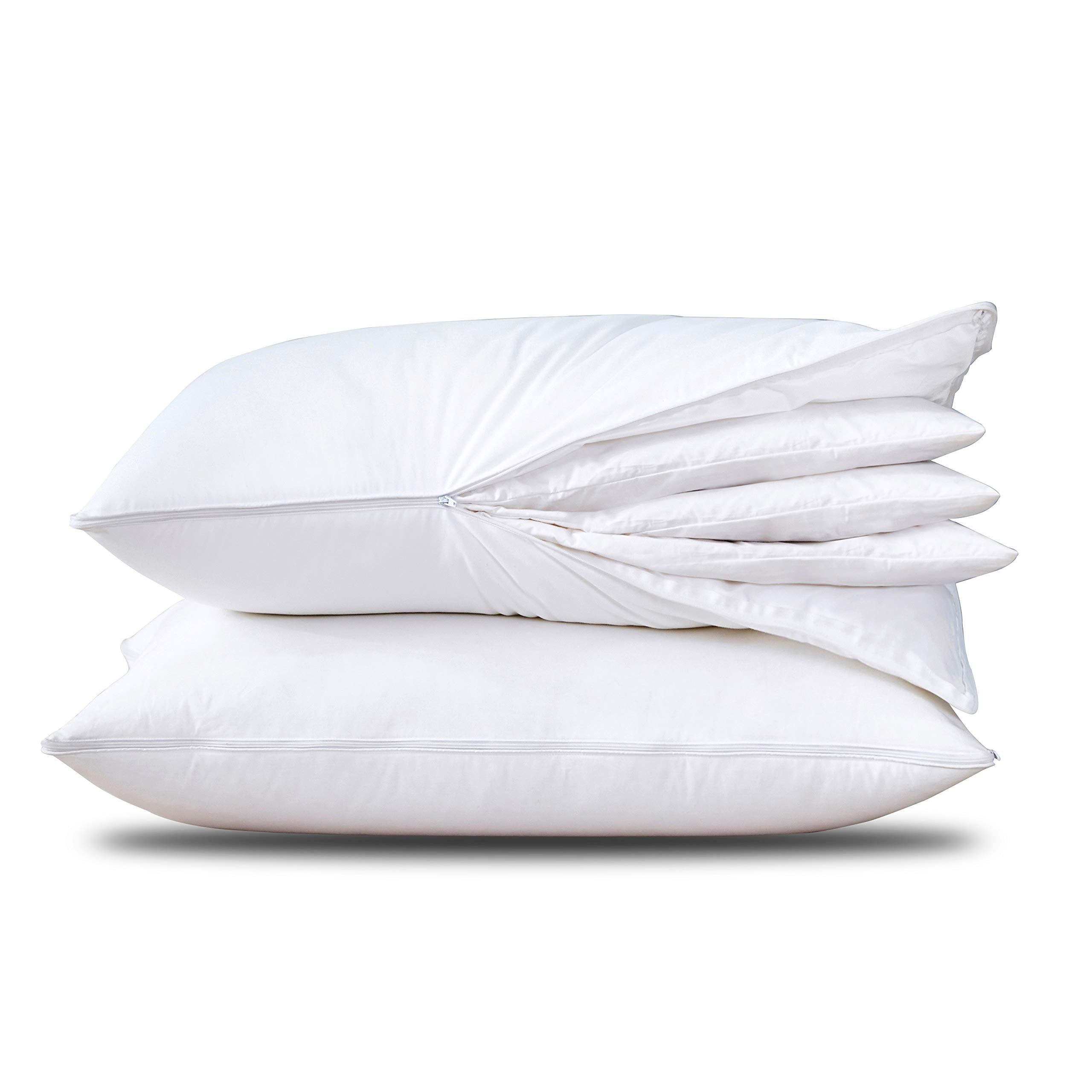 Three Geese Adjustable Layer Goose Feather Pillow,Assemblable Bed Pillow,100% Soft Cotton Cover,Good for Side and Back Stomach Sleeper, Standard/Queen Size,Packaging Include 2 Pillows.