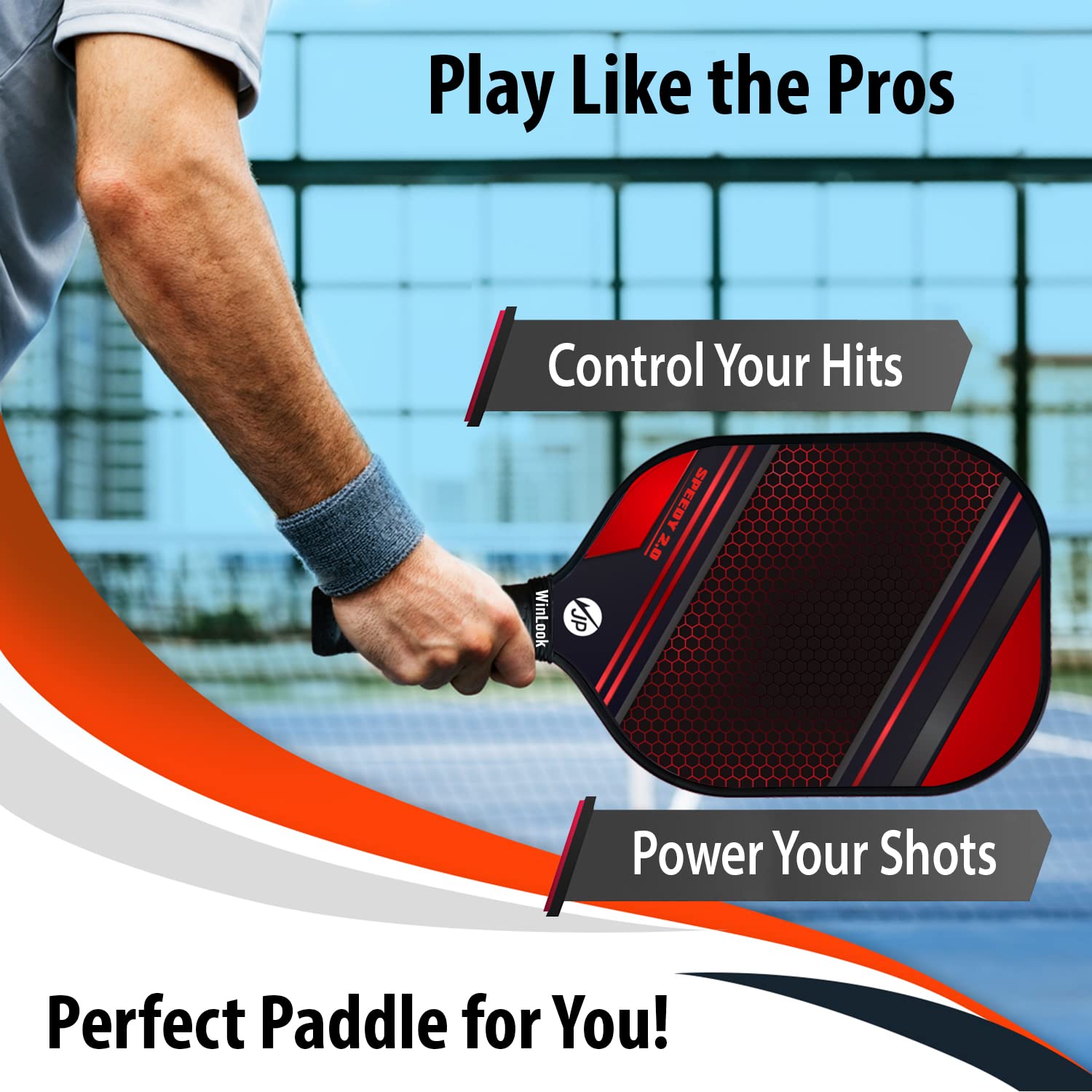 JPWinLook Premium Pickleball Paddles Set of 2 – Graphite Carbon Fiber Pickleball Paddle - Approved USAPA Pickleball Paddles for Beginners and Professional - Lightweight Pickleball Paddle for All Ages