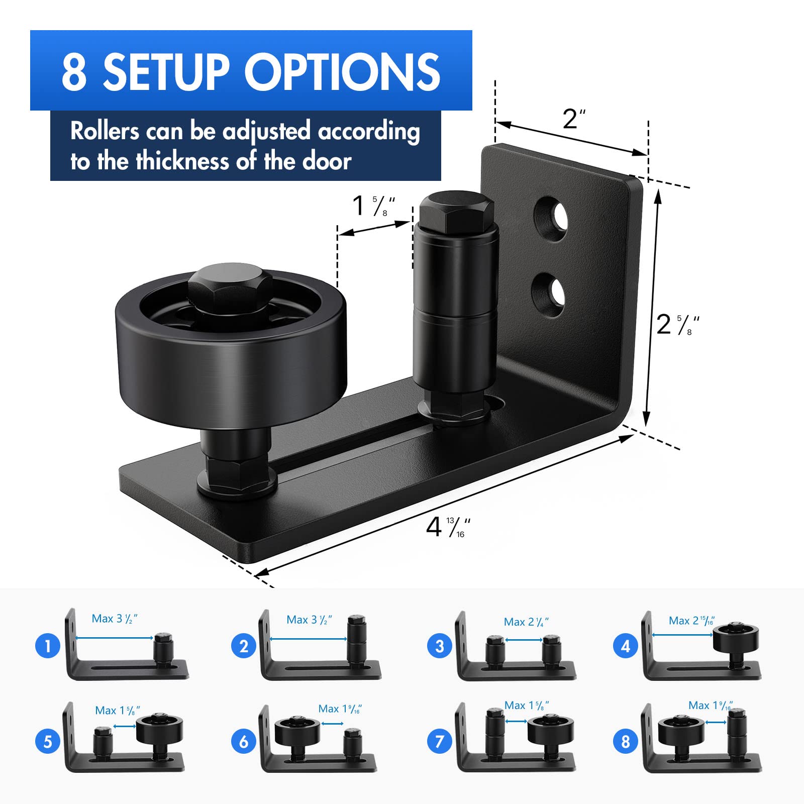 Lvyesea 2 Pack Barn Door Floor Guide, Sliding Barn Door Bottom Guide, Adjustable Floor Guide Roller, Flush Bottom, Quiet, Black, Steel Frame, Easy to Install