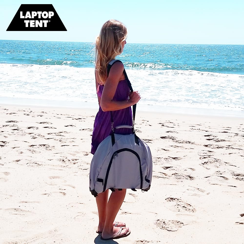 Laptop Tent Sun Shade & Water-Resistant Bag with Glare Shield, Shoulder Strap, Portable Case for Working Outside | Foldable | Privacy Cover Hood | Heat & Light Reflective Outdoor UV Material