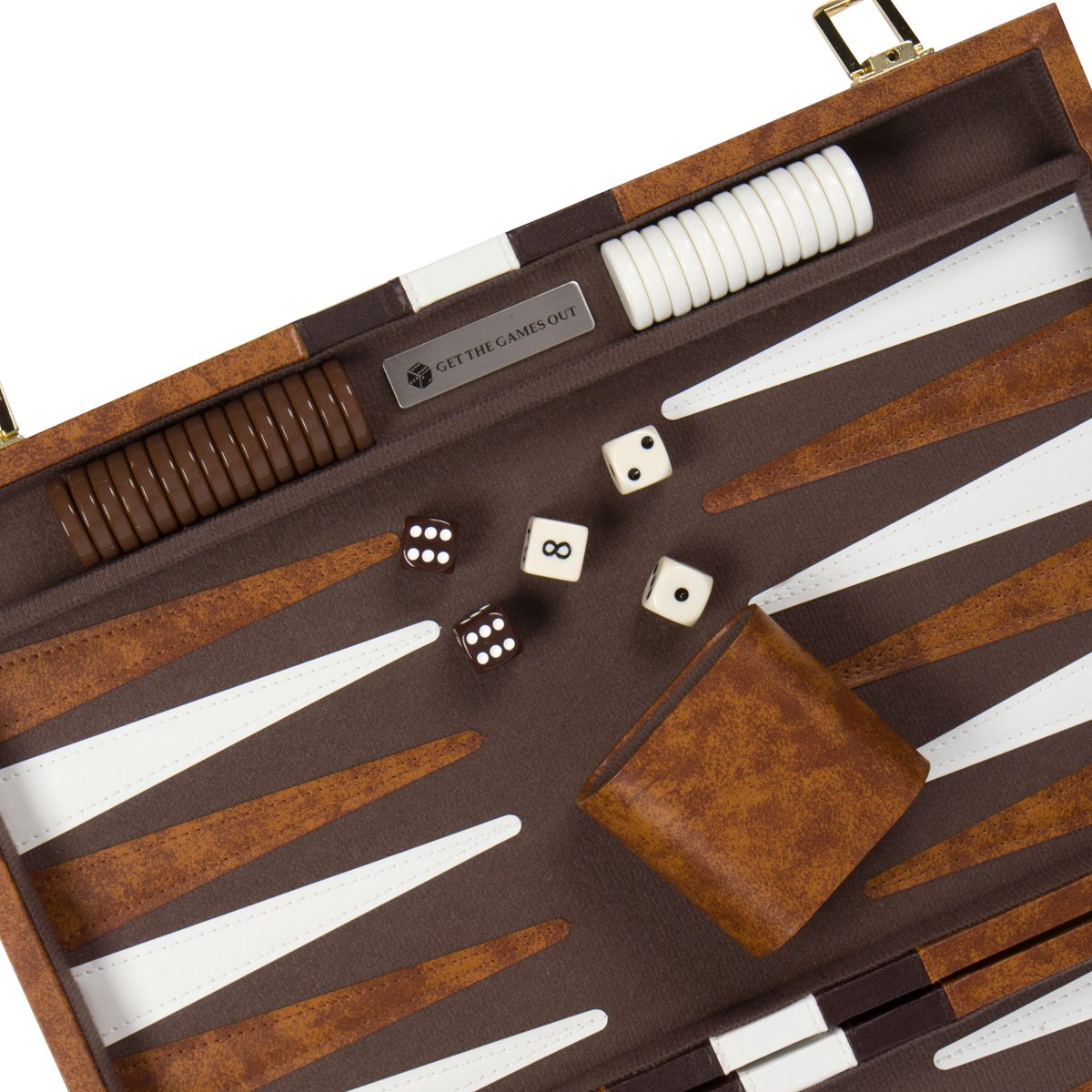 Get The Games Out Top Backgammon Set - Classic Board Game Case - Best Strategy & Tip Guide - Available in Small, Medium and Large Sizes (Brown, Large)