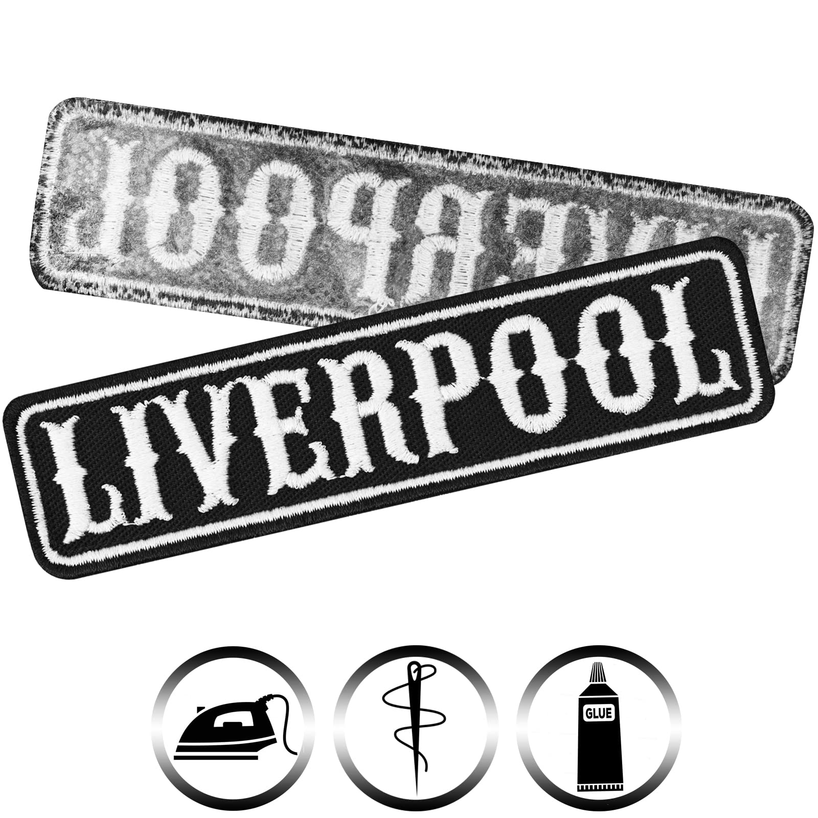 Liverpool Patch Biker Rankpatch United Kingdom UK Motorcycle Patch Applique to sew on or Iron on | UK Badge for All Fabrics and Leather | Sticker for Clothing | 3.94x0.98 in