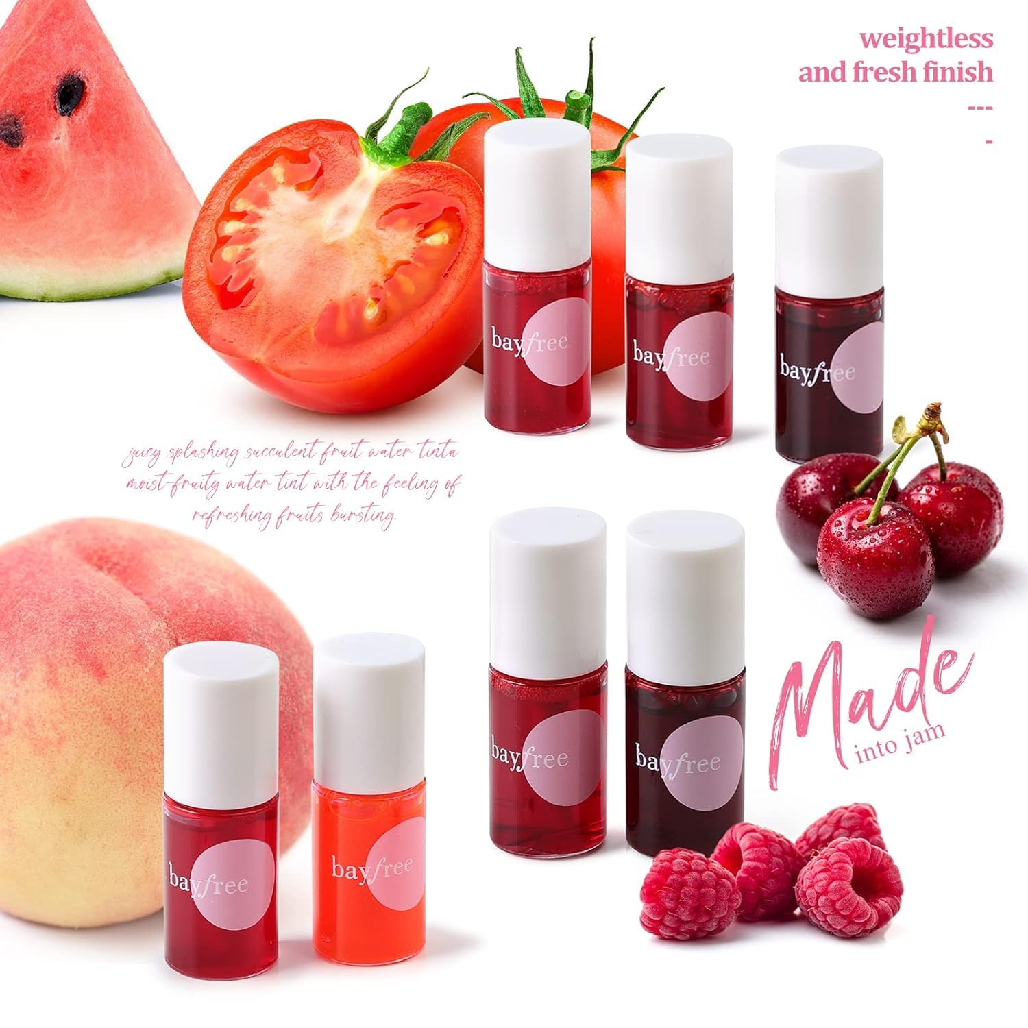 bayfree Lip Tint Stain Set, Lip Stain Long Lasting Waterproof, Lightweight, Non-sticky, Transfer-Proof Lip Gloss, Matte Finish Korean Makeup (made into jam)