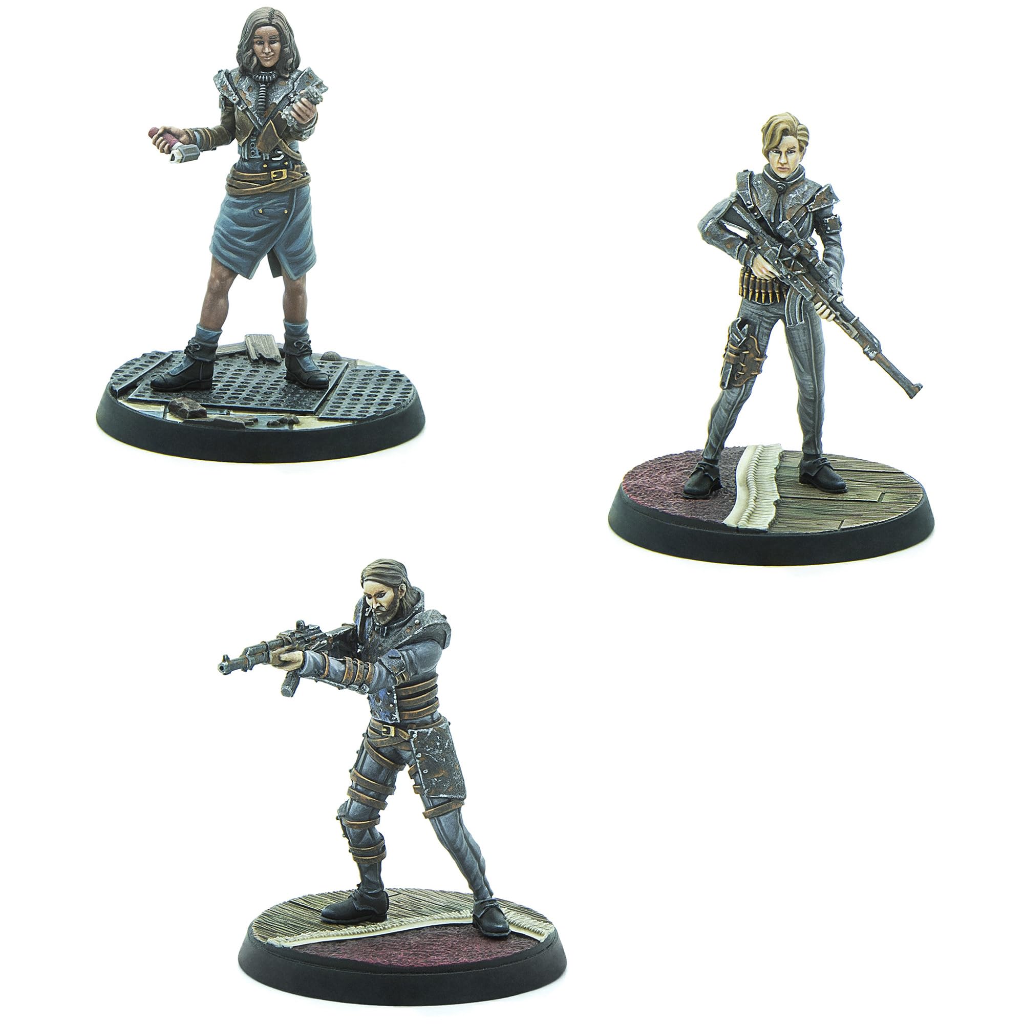 Modiphius Entertainment: Fallout: Wasteland Warfare Raiders - Operators Bosses - 3 Figures, Nuka World Wave, 32mm Multi-Part Resin Unpainted Mniatures