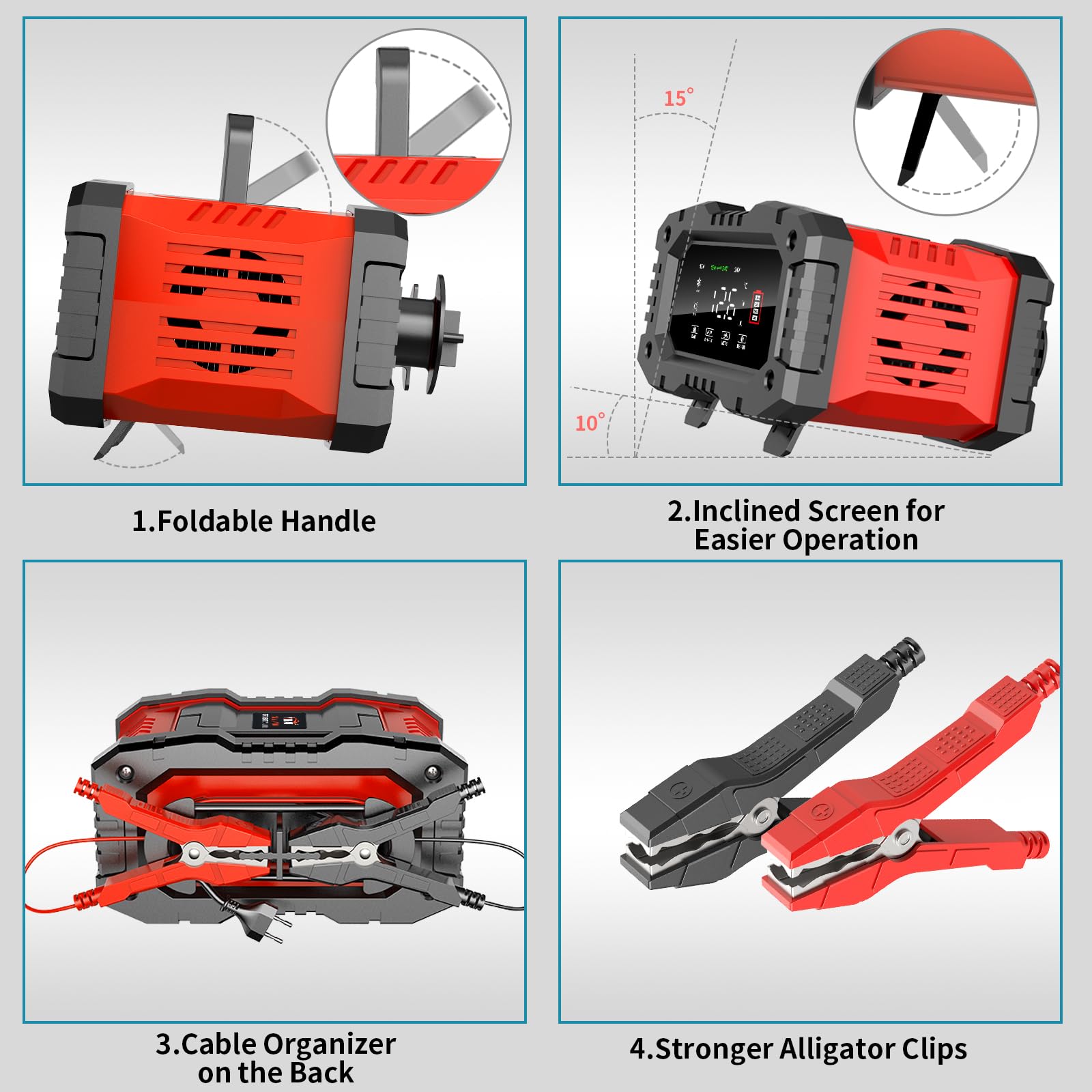 YONHAN Battery Charger 20A 12V/24V LiFePO4 Lead Acid Fully Automatic Battery Maintainer, Car Battery Trickle Charger Automotive w/Battery Repair, Winter Mode, for AGM, STD, Gel, Deep Cycle Batteries