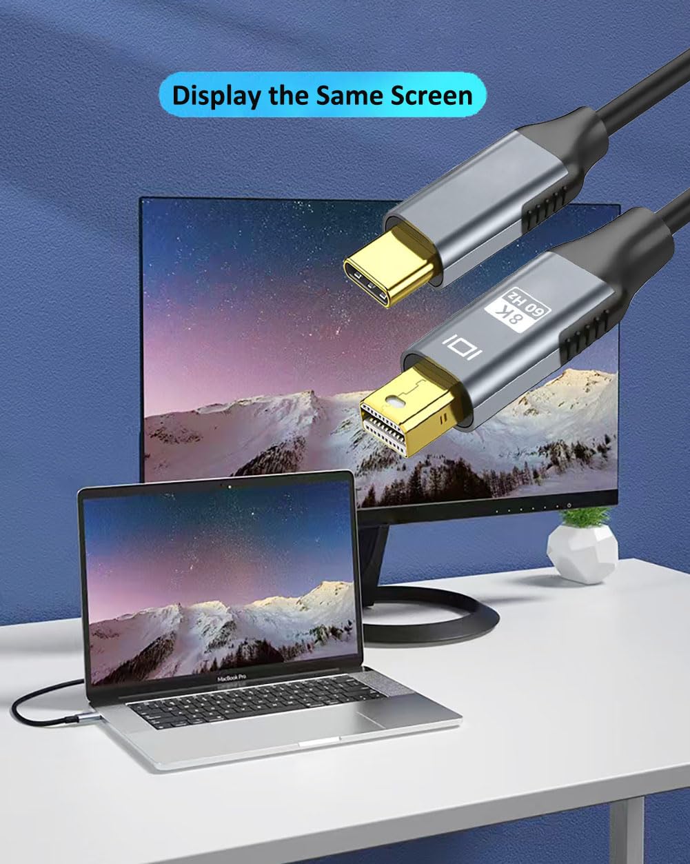 Griscen New 8k USB C to Mini DP Cable, USB C Thunderbolt 3 to Mini DisplayPort Cable 6FT, Compatible for MacBook Pro/Air 2024-2016, for Phone 16 15 Series, Surface Book 2, Galaxy S23 S21/9/10/20