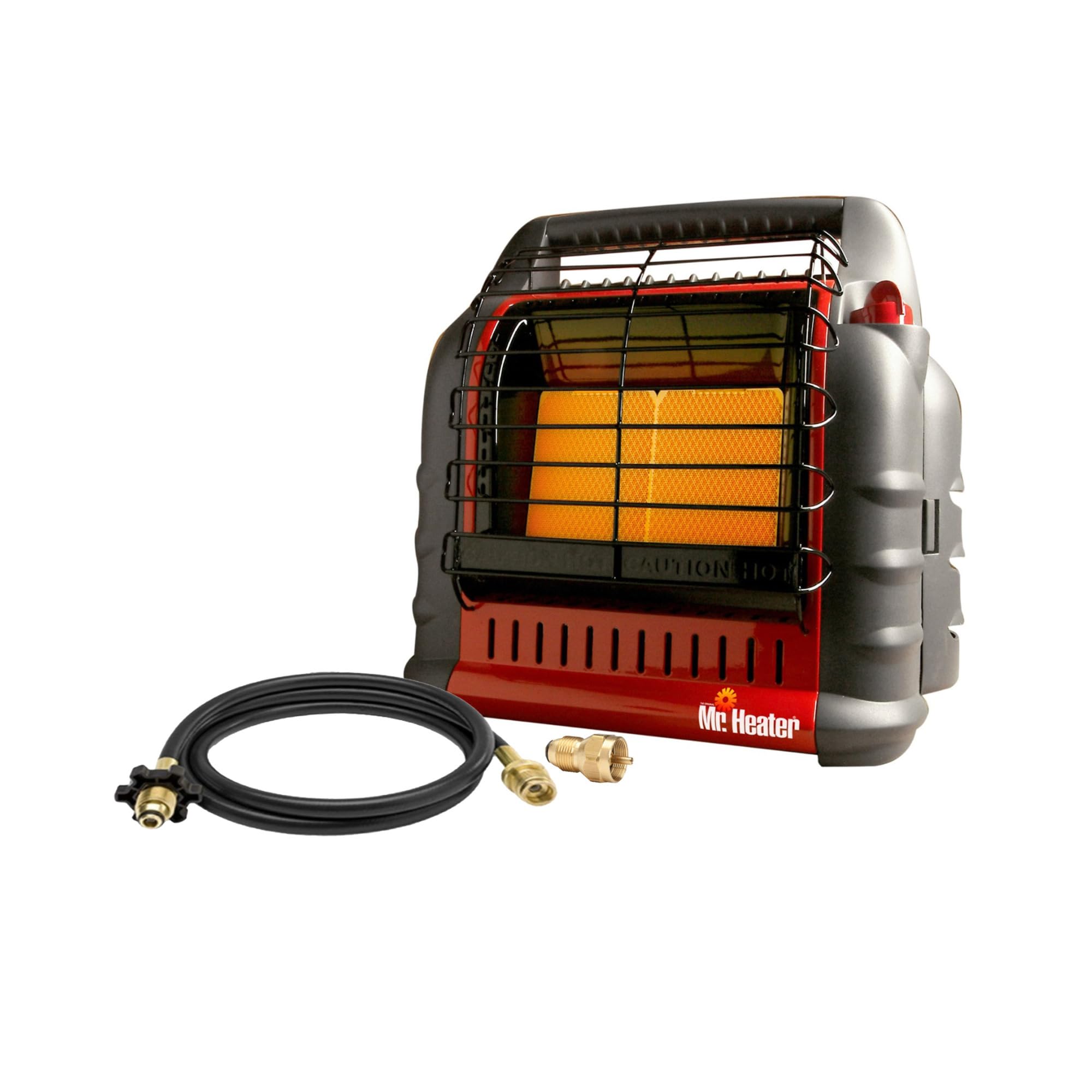 Mr. Heater Portable Big Buddy Propane Heater with 10-Feet Propane Hose Assembly and Propane Tank Refill Adapter Bundle - Propane Heater for Outdoor & Indoor use - 4,000, 9,000 or 18,000 BTU (3 Items)