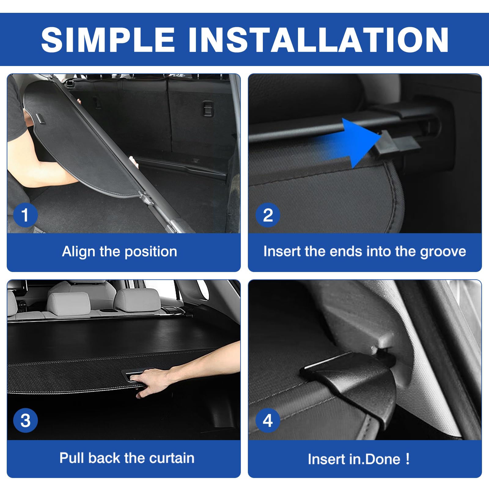 Autorder Cargo Cover for 2022 2023 2024 Hyundai Ioniq 5 Accessories Upgraded Trunk Cover with Extra Storage Net Carbon Fiber Retractable Security Shield Shade Cover