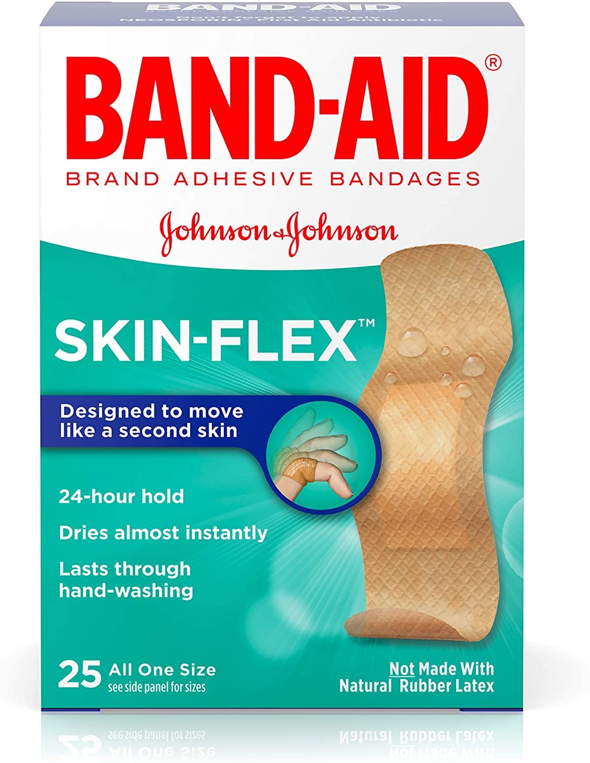 Band-Aid Brand Skin-Flex Adhesive Bandages, All One Size, 25 Bandages Per Box (6 Boxes)