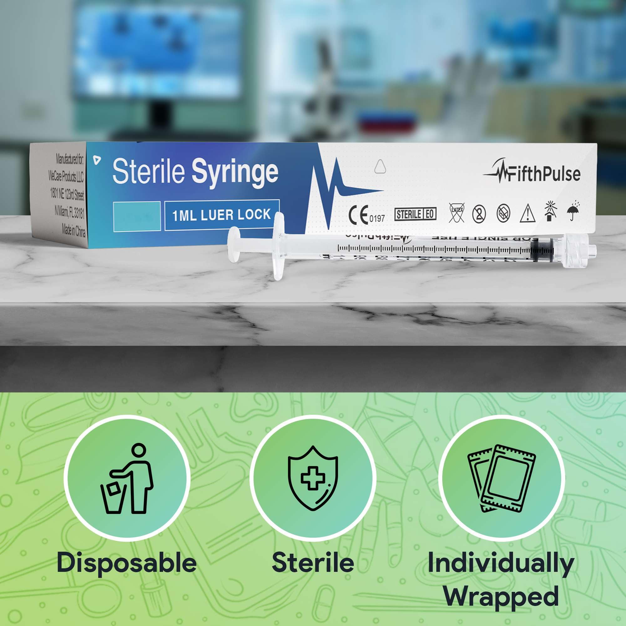 1 ml Syringe without Needle - 25 Pack of Individually Wrapped Disposable Syringes - Good for Medical, Scientific Lab, Home Use, and More - Sterile Luer Lock Syringes