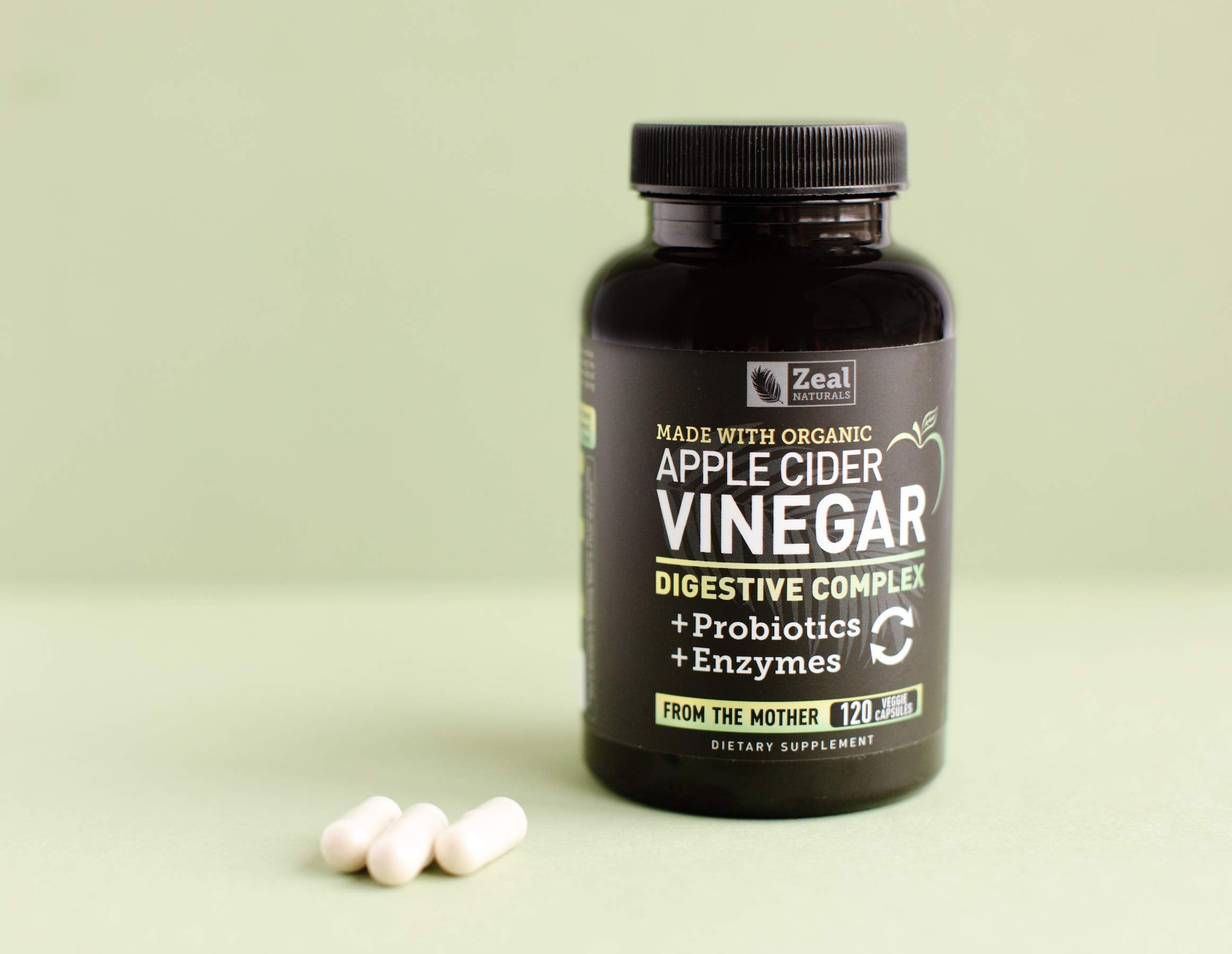 Organic Apple Cider Vinegar Capsules + Digestive Enzymes & Probiotics (1500mg | 120 Capsules) Raw Apple Cider Vinegar Pills & Fiber Supplement for Gut Health, Immune Support, Digestion & Detox Cleanse