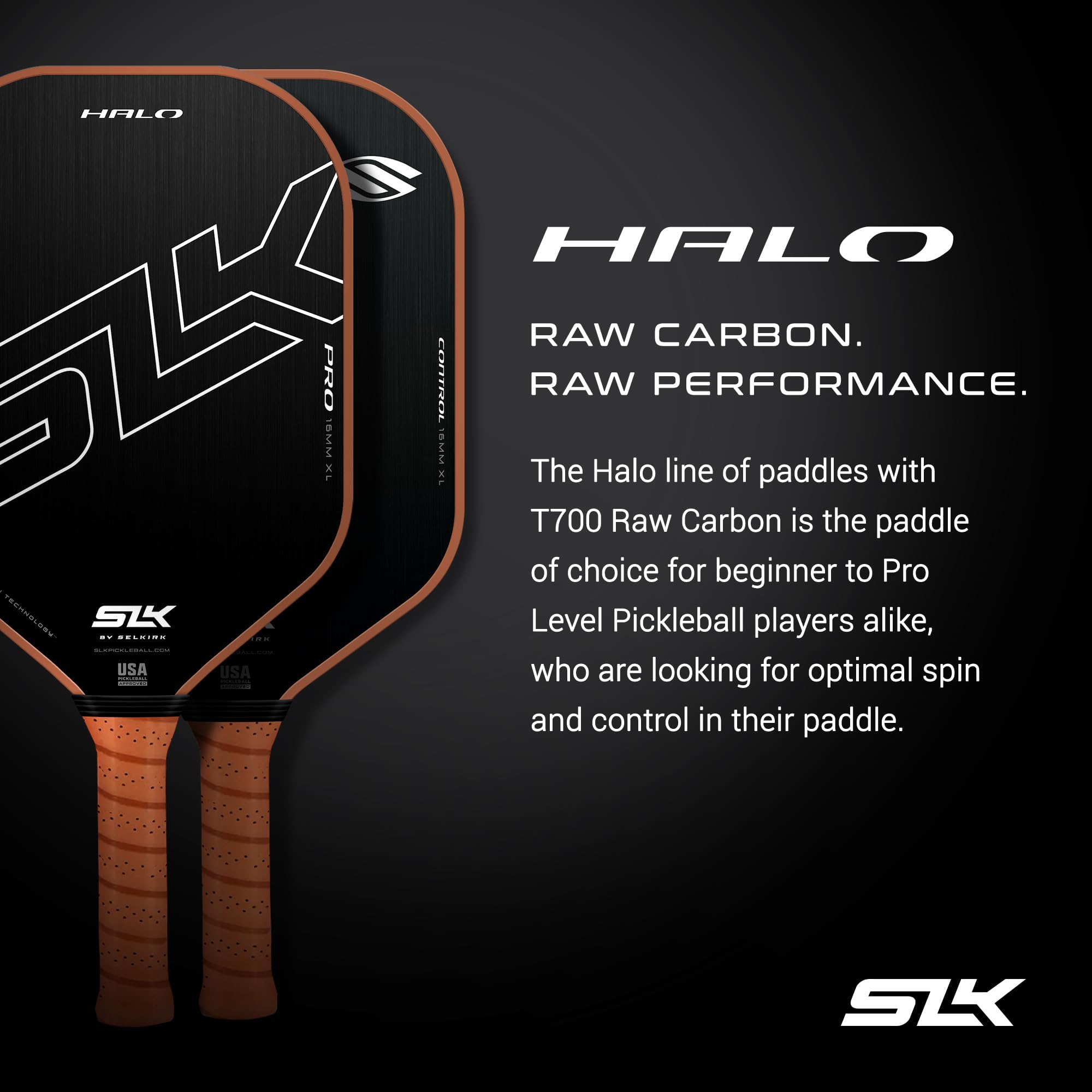 2024 Selkirk SLK Halo Control, Power & Halo Pro Pickleball Paddles | Raw Carbon Fiber Pickleball Paddle with a Rev-Core Power Polymer Core | Designed for Ultimate Spin & Consistency