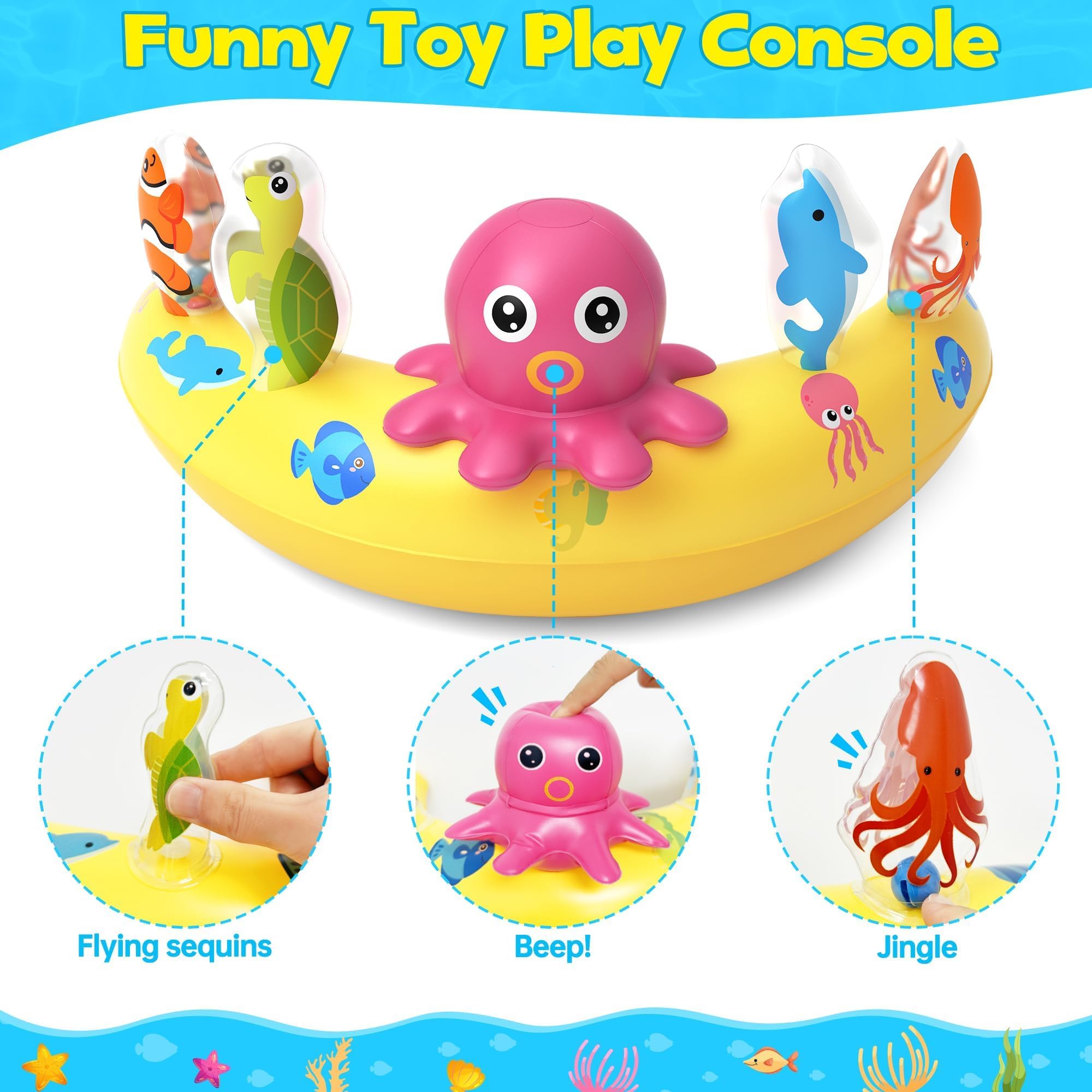 ZIZZ Baby Swim Float Toys - Baby Pools 6-12 Months, Pool Float with Canopy Swimming Toys for Baby 6-12 Months & 1 2 Year Old Toddler Summer Outdoor Play Kids Boy Girl Gifts