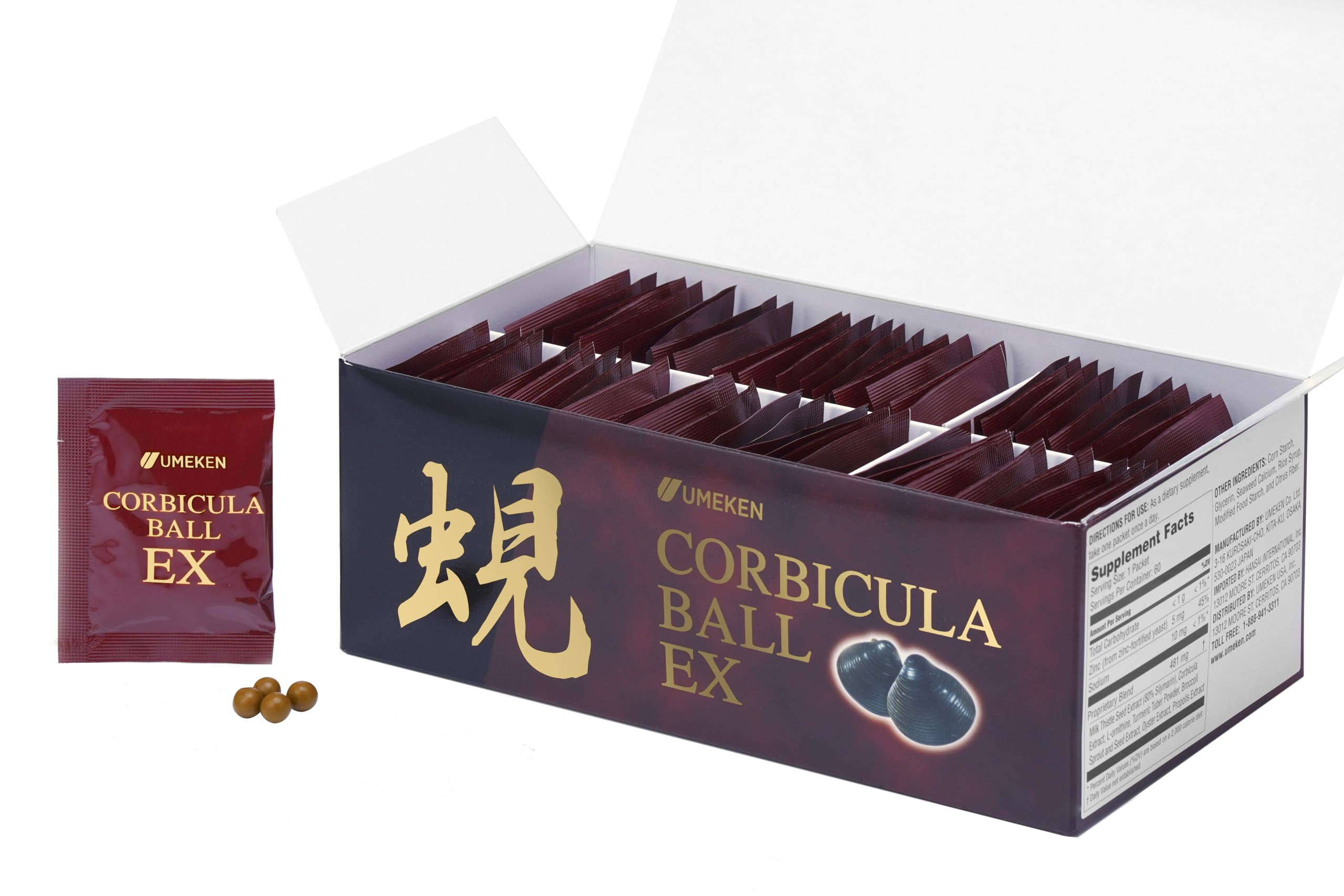 Umeken Corbicula Ball EX - for Liver Health, Rich in Essential Amino Acids, Vitamins, and Minerals, 2-Month Supply (60 Packets)