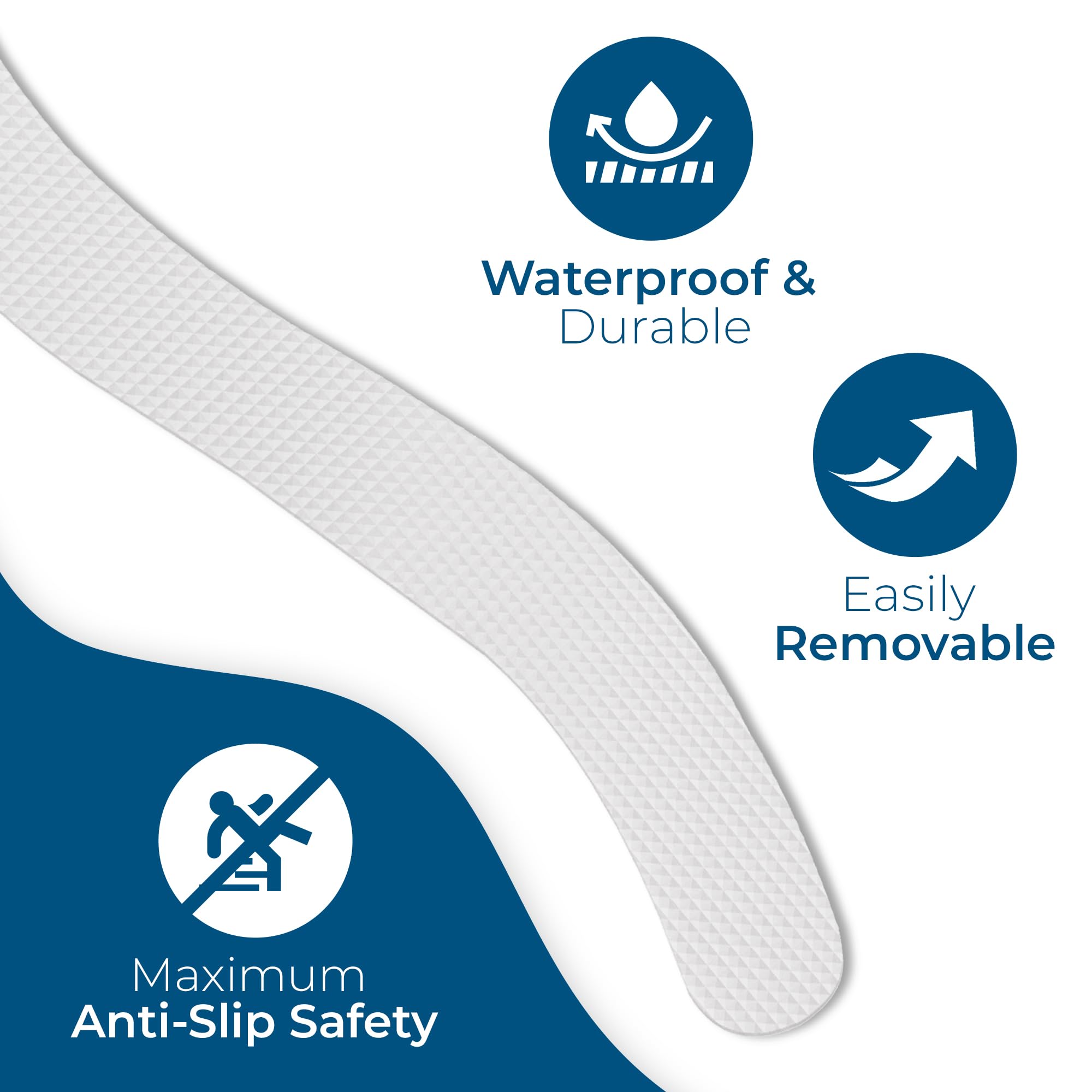 Homergy Wavy Line and Curved Line - Anti-Slip Shower Stickers, 48 PCS Clear Adhesive Safety Strips