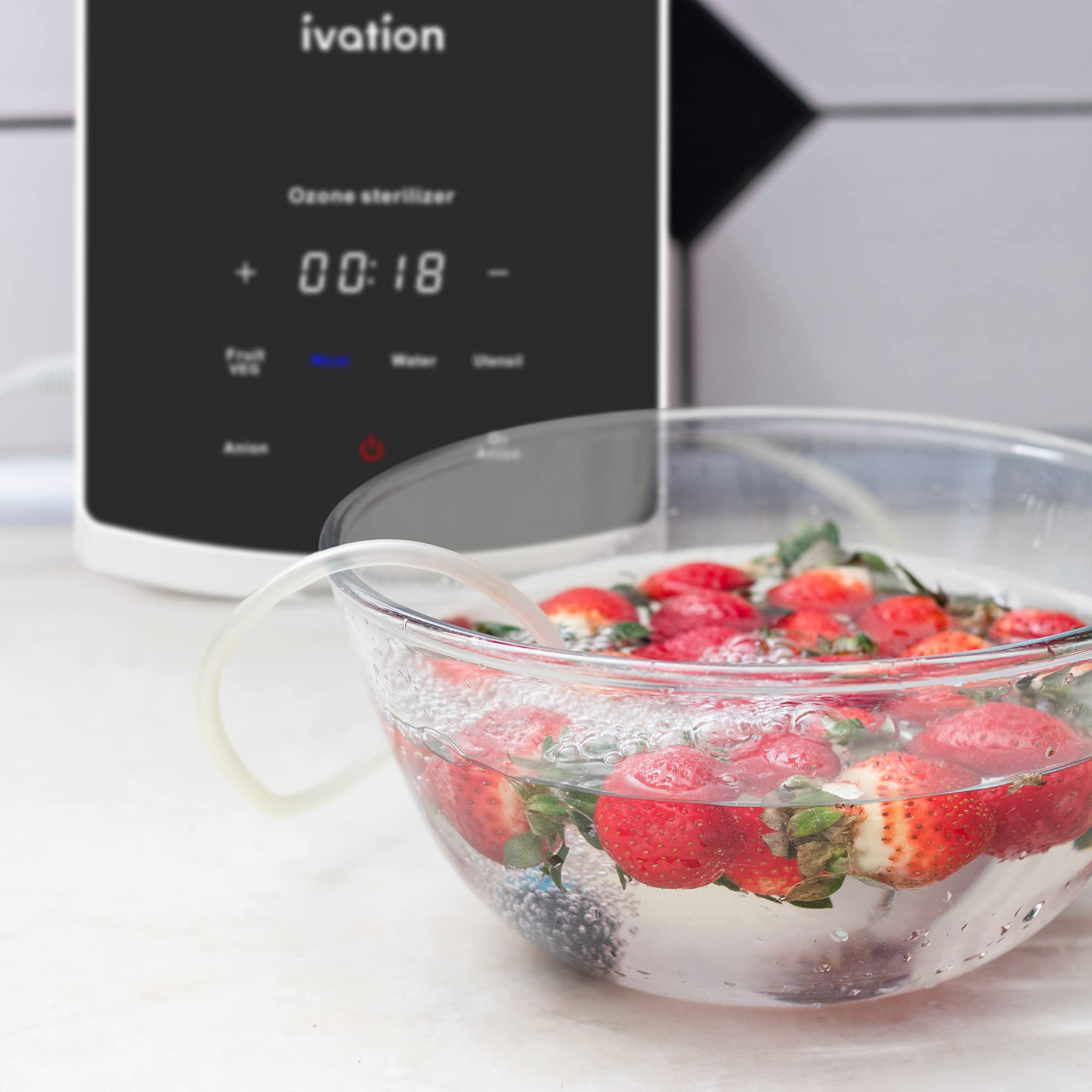 Ivation Multipurpose Ozone Sterilizer for Air & Water | Portable Home Deodorizing & Disinfecting System with LED Control Panel, Ionizer, Tube & Diffuser Stones | Purify Toothbrushes, Baby Bottles, Etc