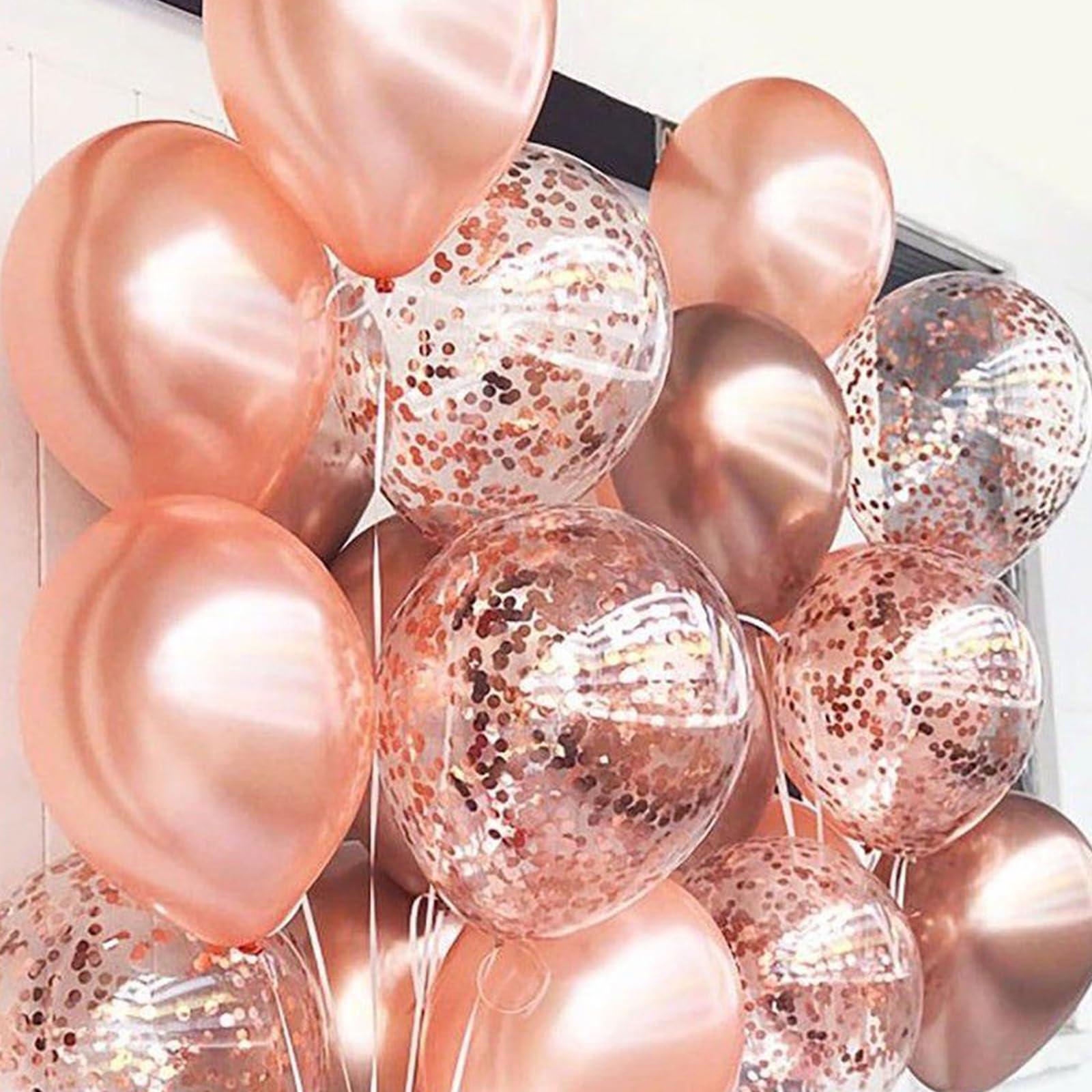 PartyWoo Rose Gold Balloons, 50 pcs 12 Inch Pearl Rose Gold Balloons, Latex Balloons for Balloon Garland Arch as Party Decorations, Birthday Decorations, Wedding Decorations, Rose Gold-Z71