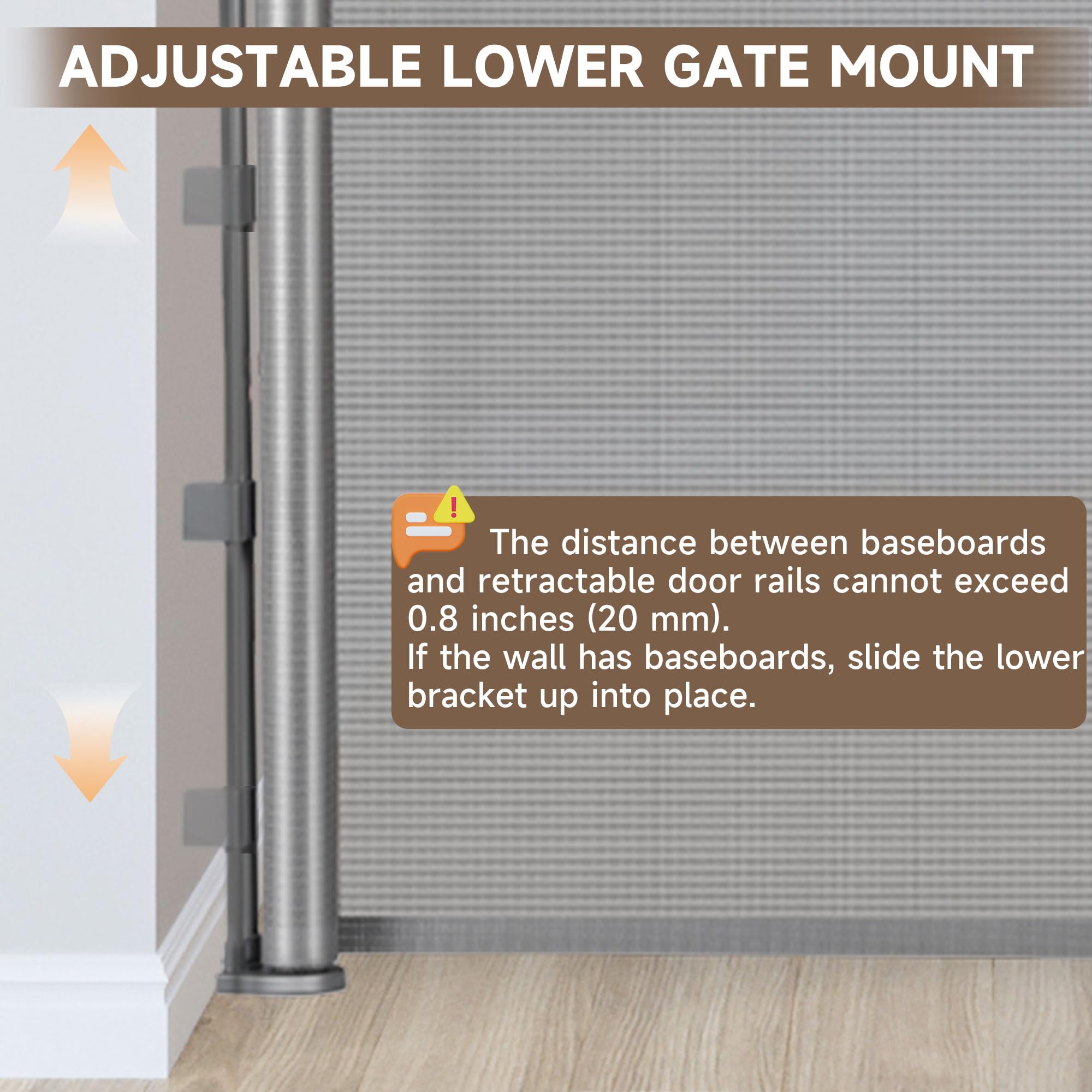 Rengue 140 Inch Retractable Baby Gates, Extra Wide Baby Gates for Large Openings, Mesh Dog Gate Retractable, Safety Gates for Kids or Pets, Extra Long Baby Gates for Stairs Doorway (Gray, 140 ")