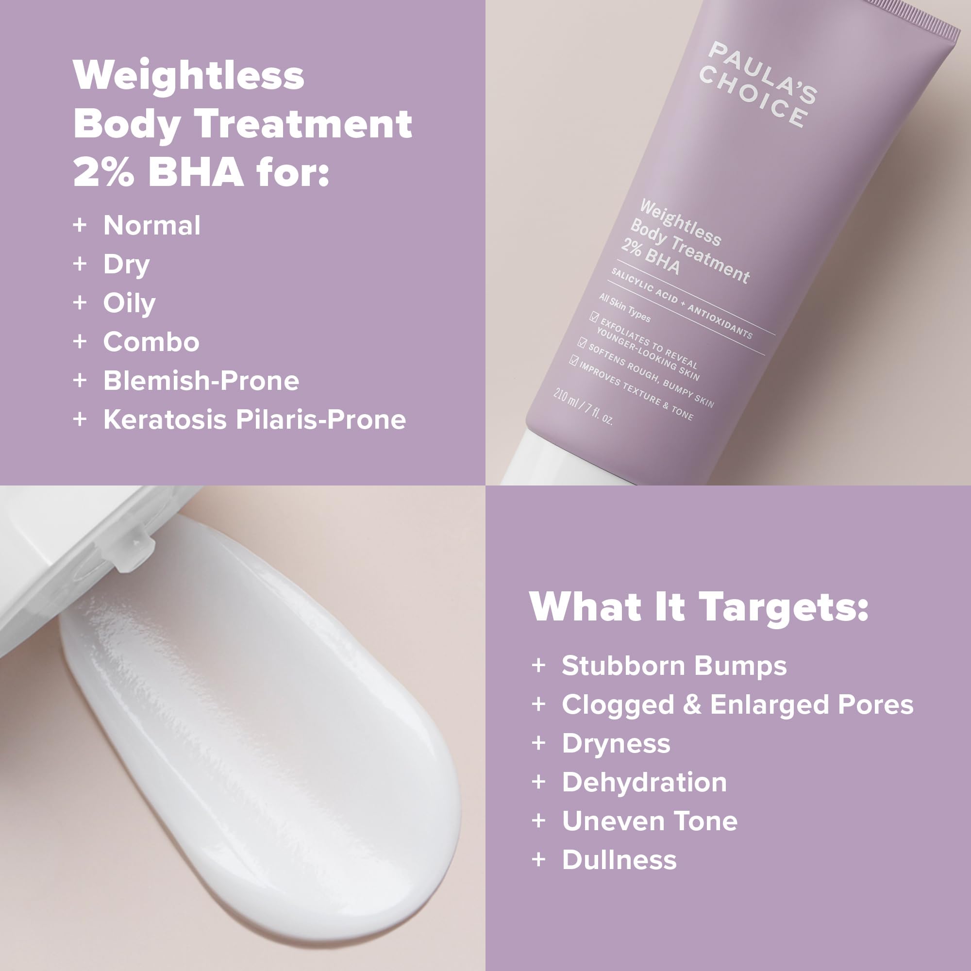 Paula's Choice Weightless Body Treatment 2% BHA, Salicylic Acid & Chamomile Lotion Exfoliant, Moisturizer for Keratosis Pilaris (KP) Prone Skin & Clogged Pores, Fragrance-Free & Paraben-Free