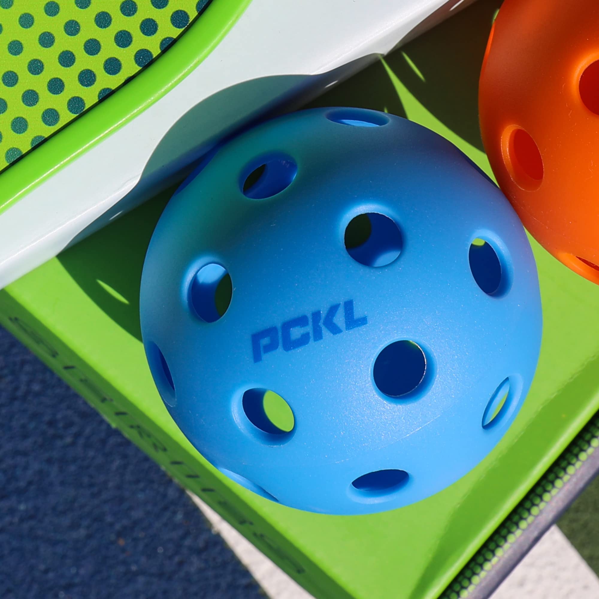 PCKL Optic Speed Pickleball Balls | Indoor & Outdoor | 4 Pack of Balls | Built to USAPA Specifications (Indoor Ice Blue)