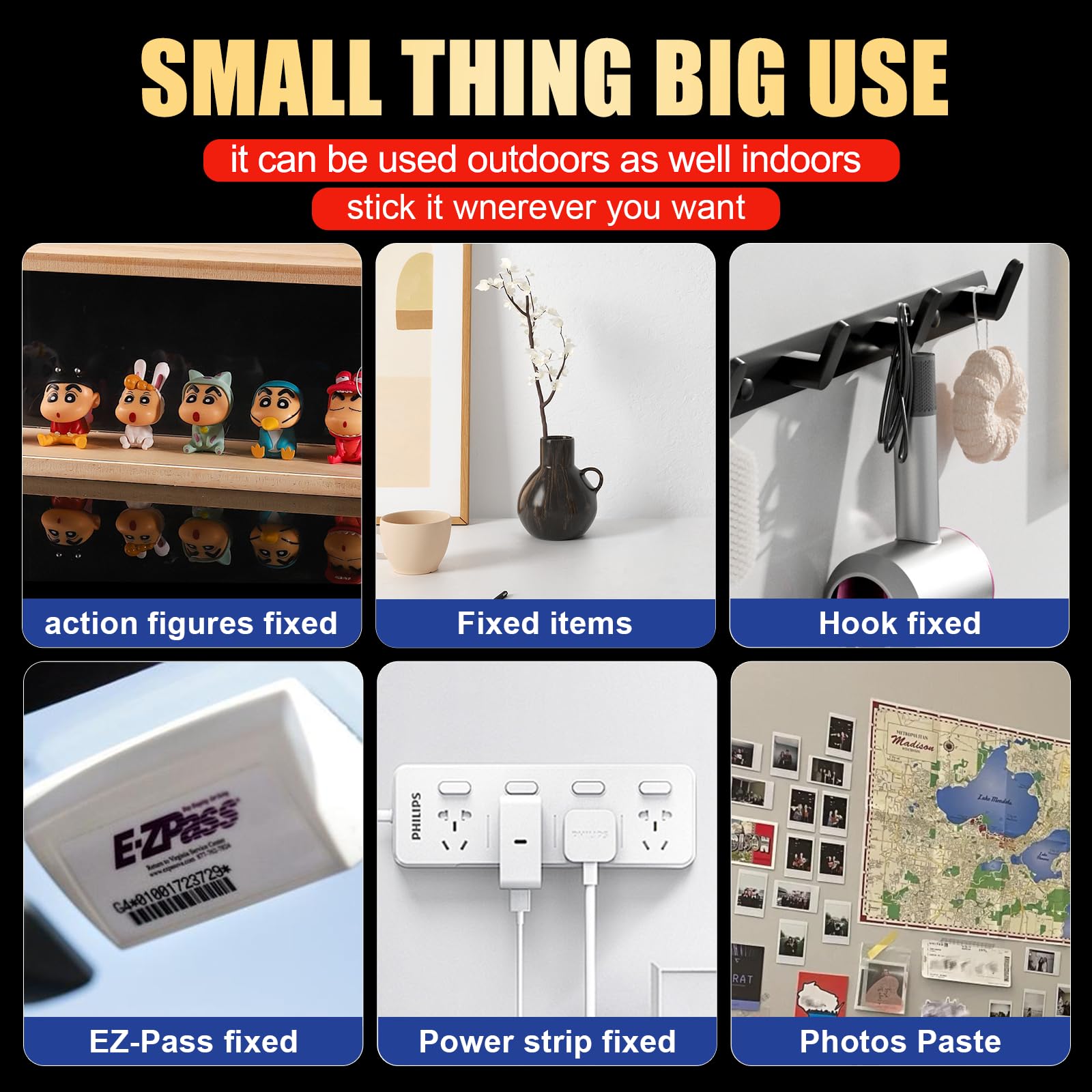 Phixbear Large Putty, Made of 3M VHB, Heavy Duty Double Sided Adhesive Pads, 1.18in Round & 1x1.18 Square, Vibration Resistant for Large Museum Display Pieces Installation (20PCS)