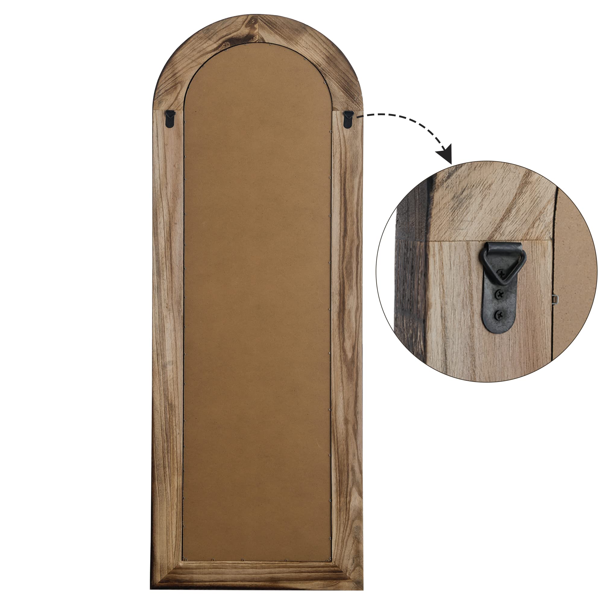 MAYEERTY Rustic Full Length Mirror Arched 65"x22" Wood Wall Full Length Distressed Large Floor Mirror for Bedroom/Bathroom/Living Room/Farmhouse, Arch Coffee