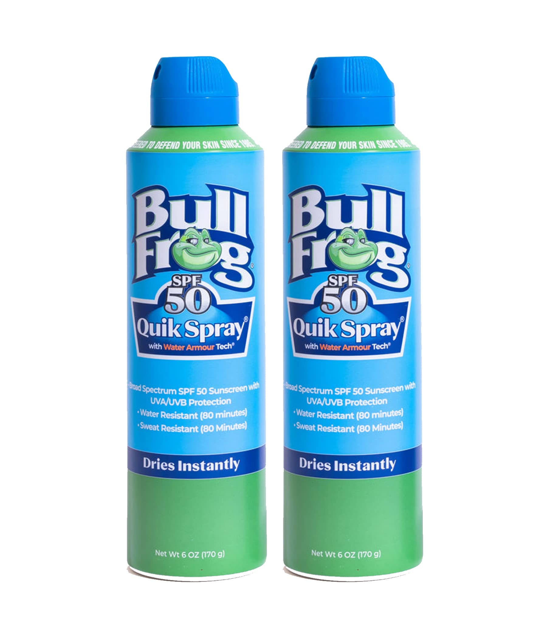 Bullfrog Quik Spray Sunscreen SPF 50 | Oxybenzone & Octinoxate Free | Broad Spectrum Moisturizing UVA/UVB, 2 pack