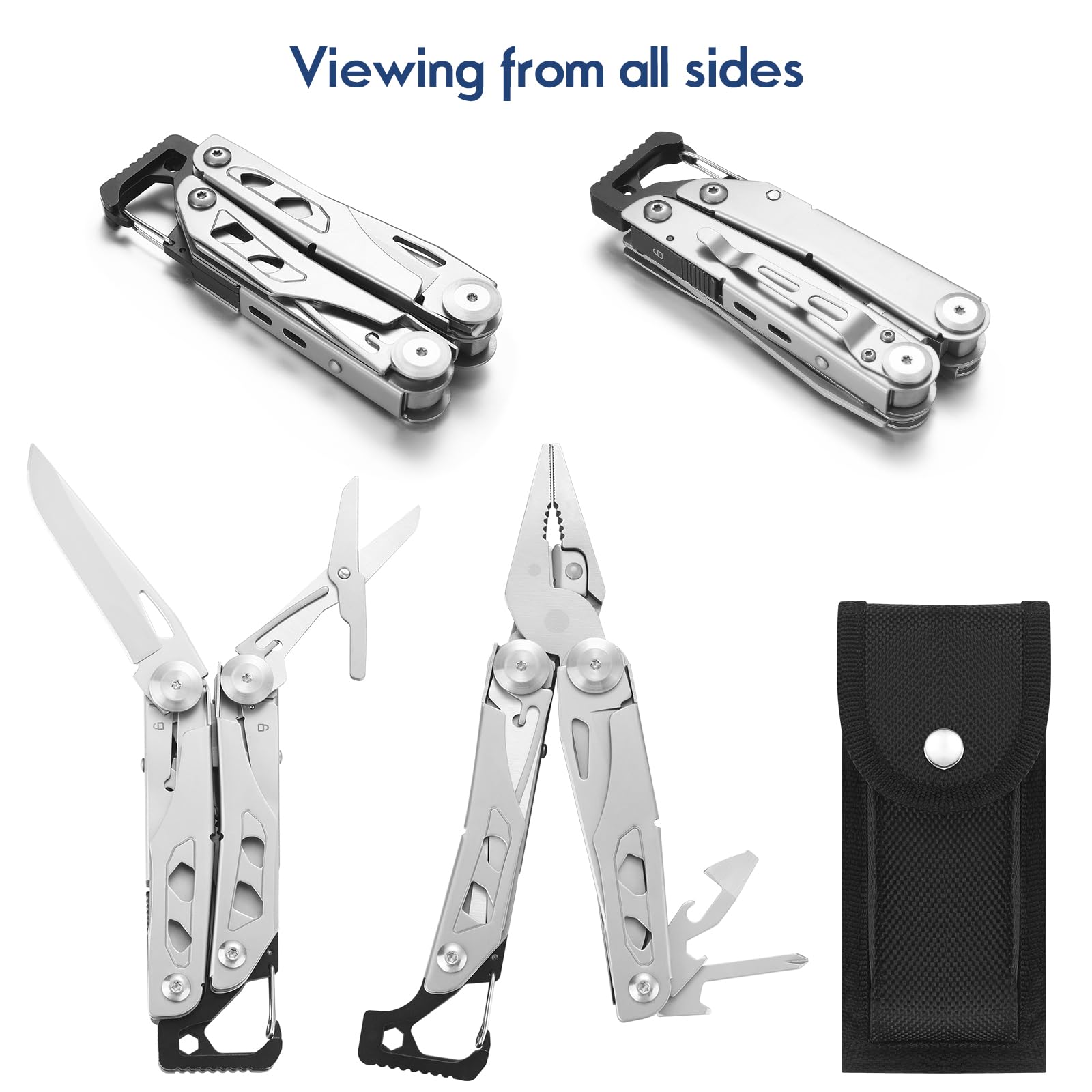 Multitool 11 in 1 Multi Function Pliers Folding Pocket Tool with Sheath Camo Portable Durable Stainless Steel Outdoor Tool,Durable and Lightweight EDC Gifts for Men Grandpa Husband