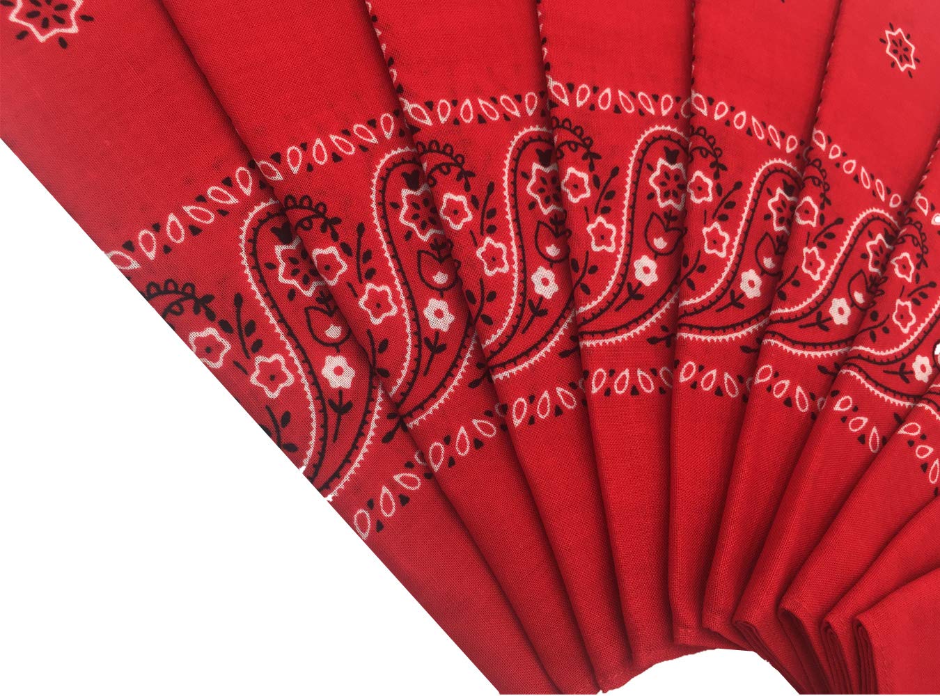 Vamqor 100% Cotton 10 Pack Fine Bandanas（Red）