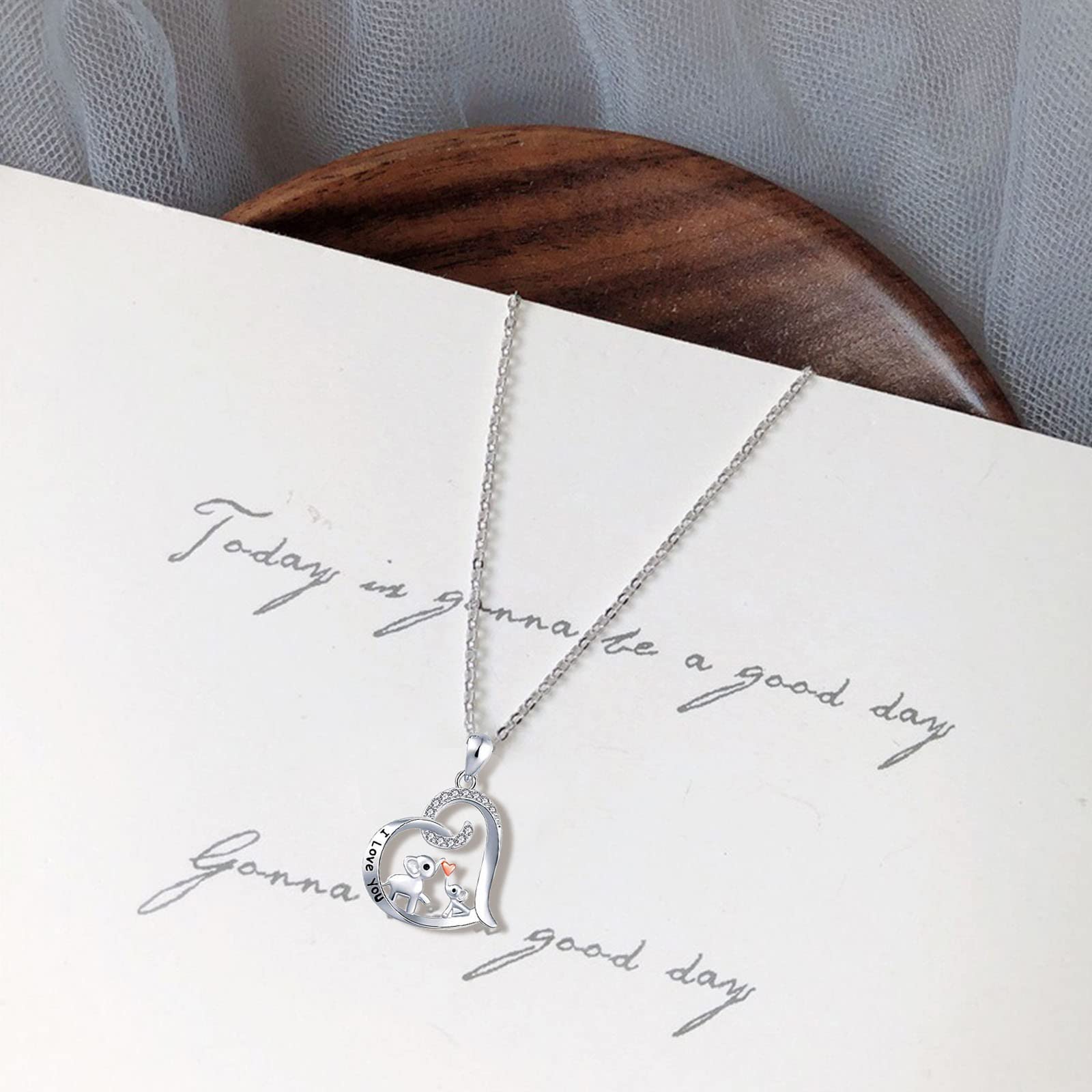 Valentines Day Gifts Elephant Pendant Heart Necklaces for Women I Love You Forever Diamond Necklace for Her Mom Wife Mother's Day Gift Amazon Haul Items