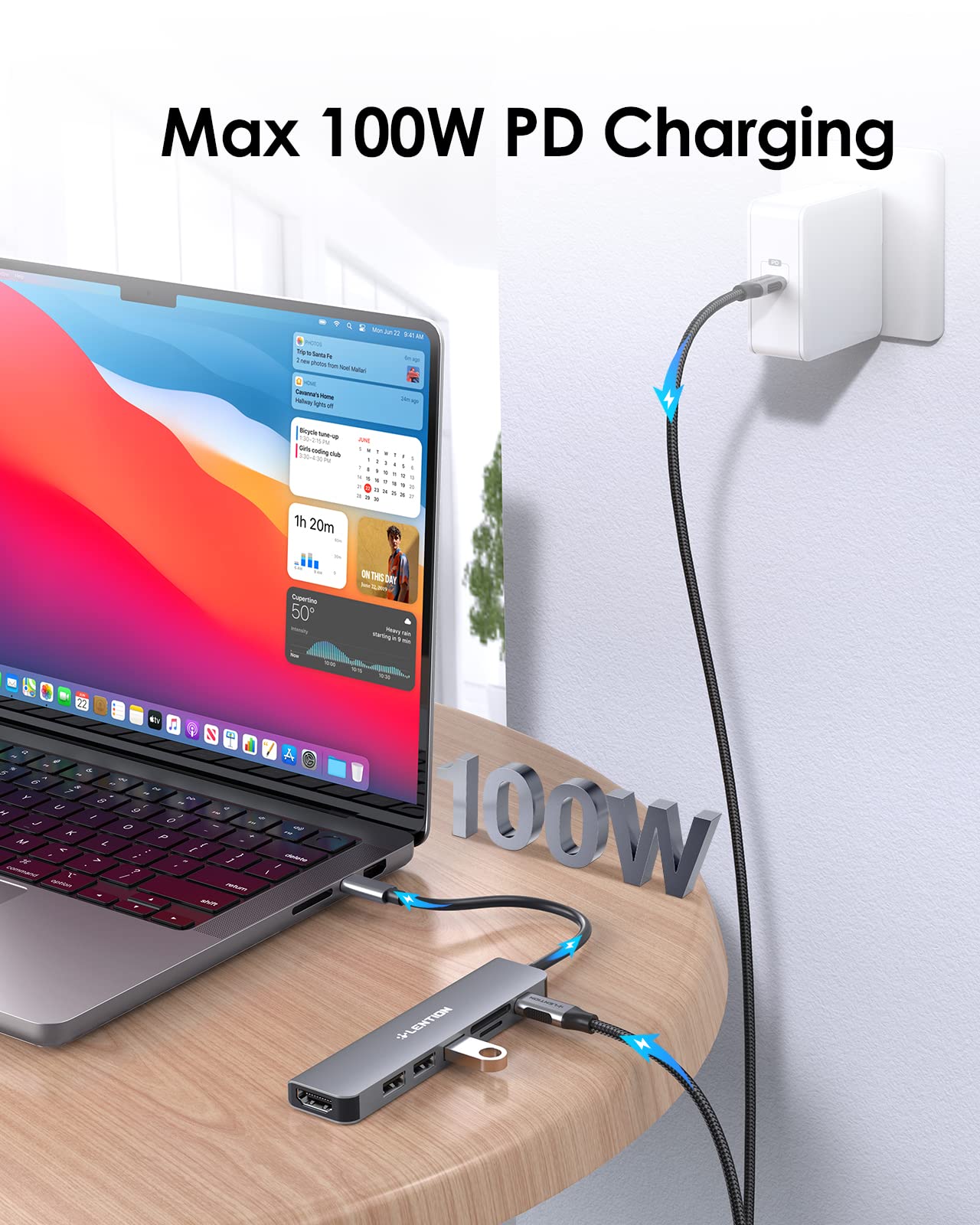 LENTION USB C Hub with 100W Charging, 4K HDMI, Dual Card Reader, USB 3.0 & 2.0 Compatible MacBook Pro, New Mac Air/Surface, Chromebook, More, Stable Driver Adapter (CB-CE18, Space Gray)