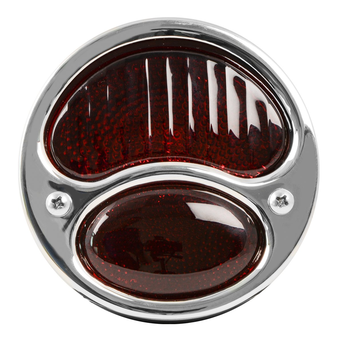 KNS Accessories KA0035 12V Stainless Steel Duolamp Tail Light for Ford Model A with Red Glass Lens