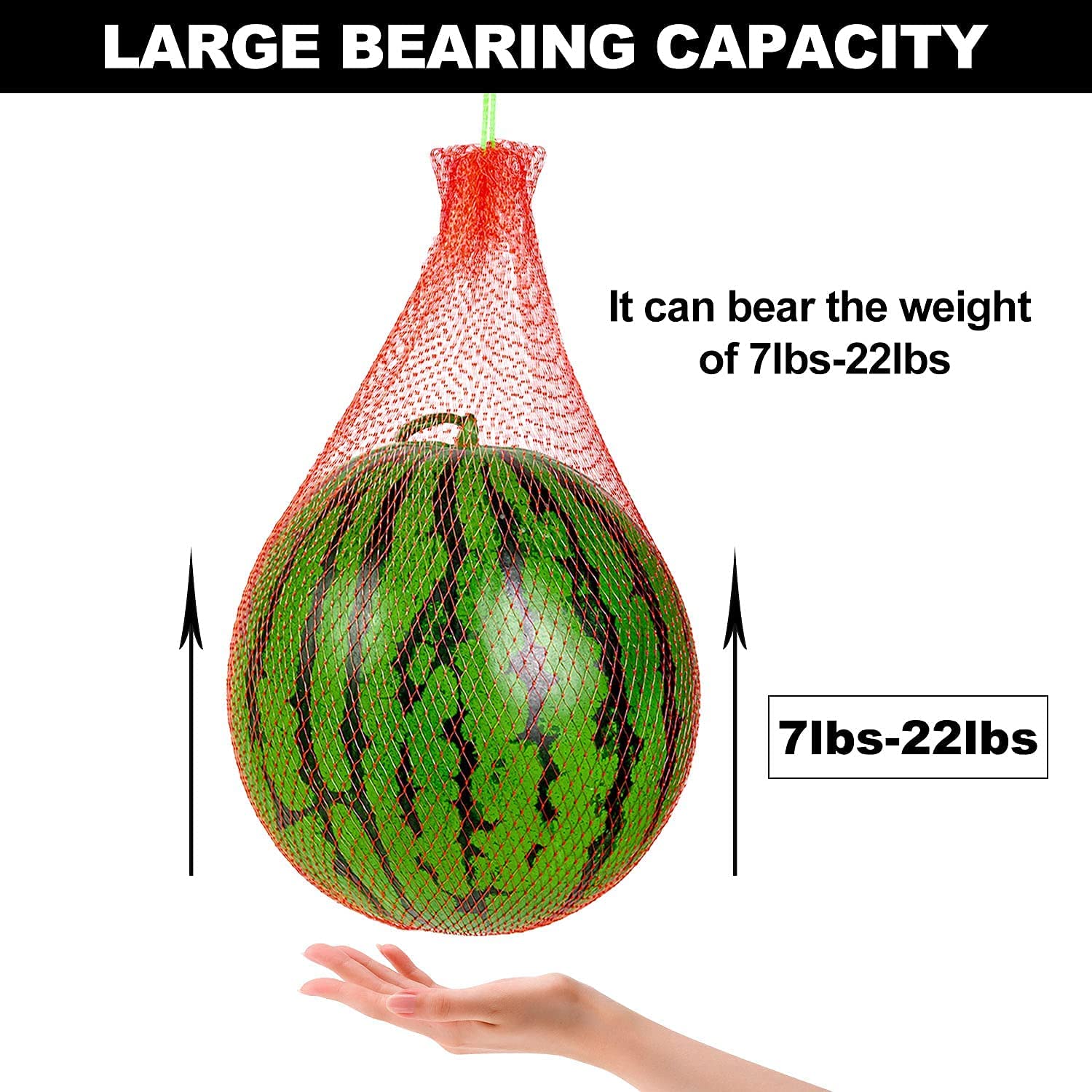 Melon Hammock Watermelon Nets, Heavy Duty Watermelon Net for Garden Melon Net for Trellis Vertical Garden Growing, Honeydew Melon Nets with Drawstring, 50Pcs (16-22lbs)