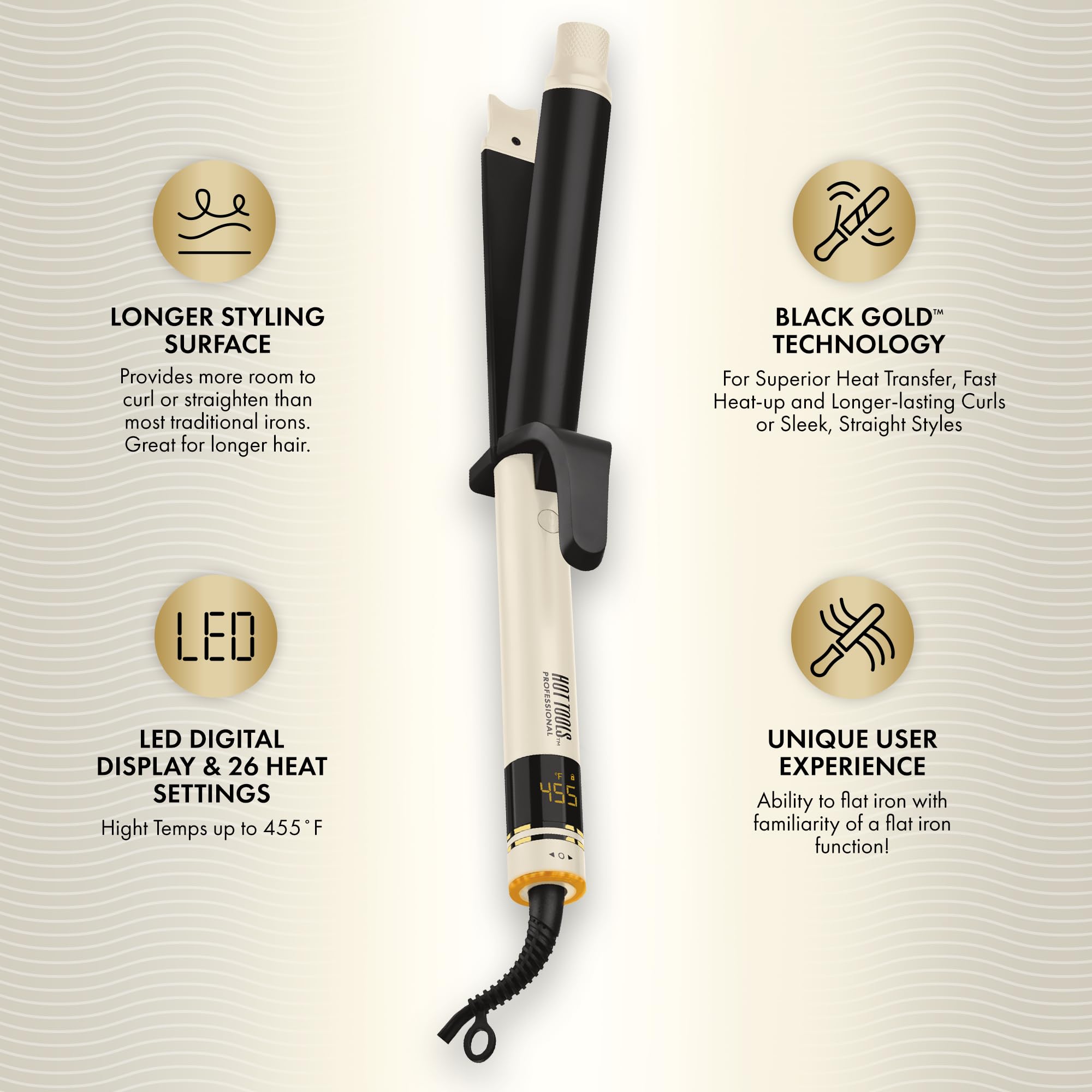 HOT TOOLS Pro Artist Protect & Style CurlStraight Styler | 2-in-1 Easy-to-Use, Use as Curling Iron, Flat Iron, or a Wand for Styling Curly or Straight Hair, 1 ¼" Curling Iron