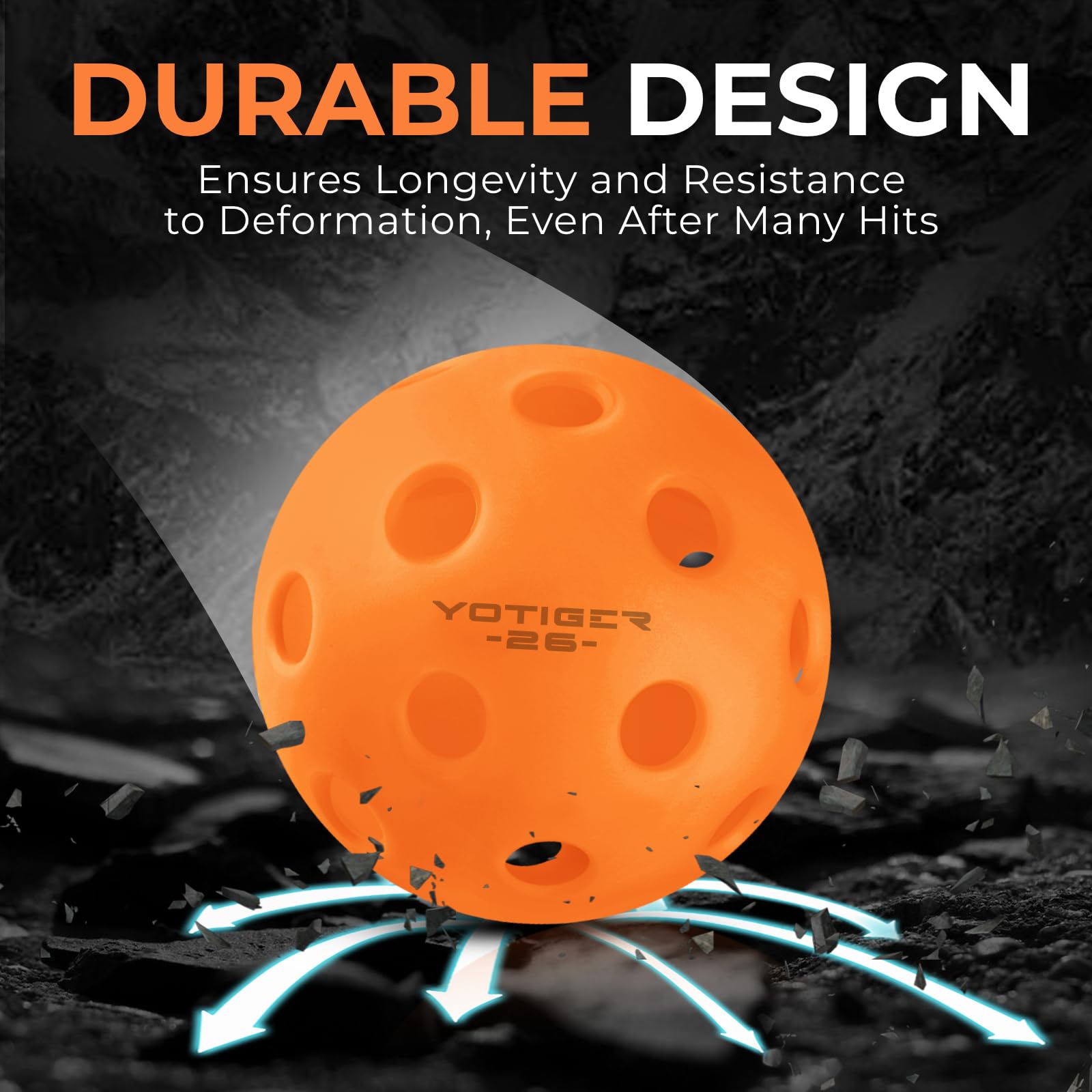 YOTIGER Indoor Pickleball Balls 4-Pack, 26 Holes High Bounce Durable Orange Pickle Balls, Perfectly Balanced Pickleball Ball for All Style Pickleball Paddles & All Skill Levels