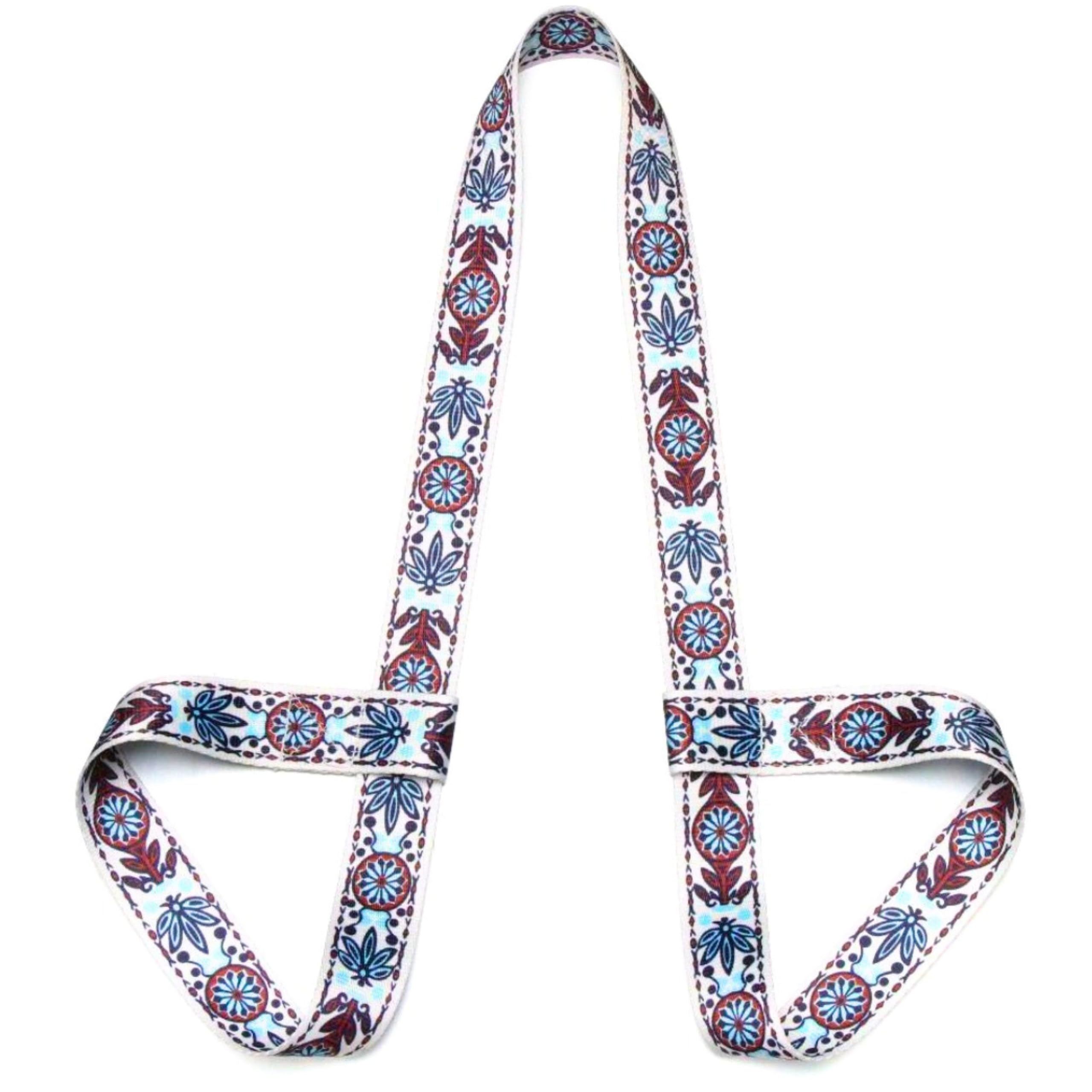 Yoga Mat Straps for Carrying, Adjustable Yoga Mat Sling Carrier, Mat Holder Colorful Band, Anti-Slip, Multiple Color Choices (White Blue Red)