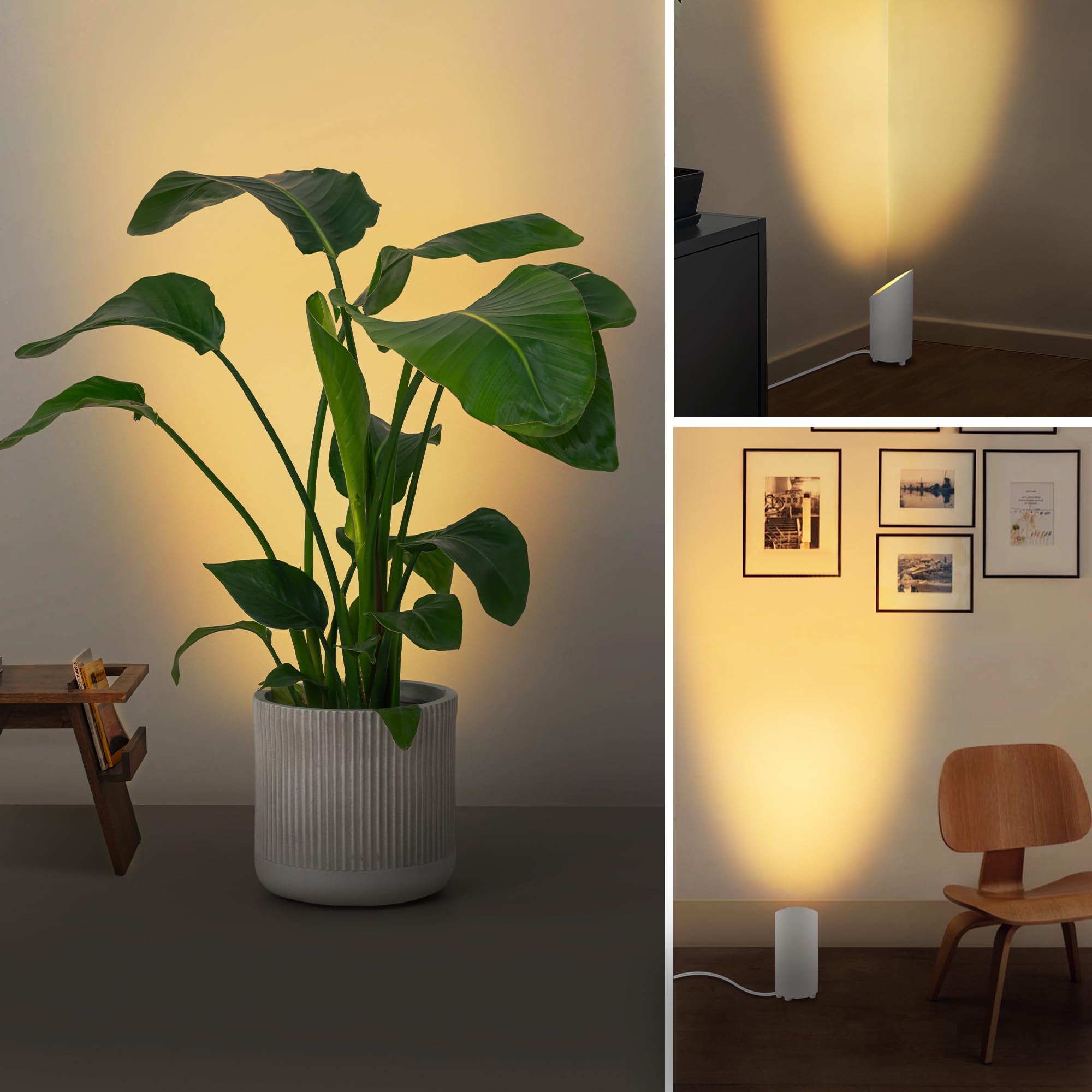 SUNVIE 4 Pack Up Lights Indoor Floor Can Light 5W Uplighting Indoor Uplights Indoor with 2700K GU10 Bulbs, Uplight for Home Plant Floor Spotlight Indoor with 5.9 FT UL Listed Plug Cord &Foot Switch