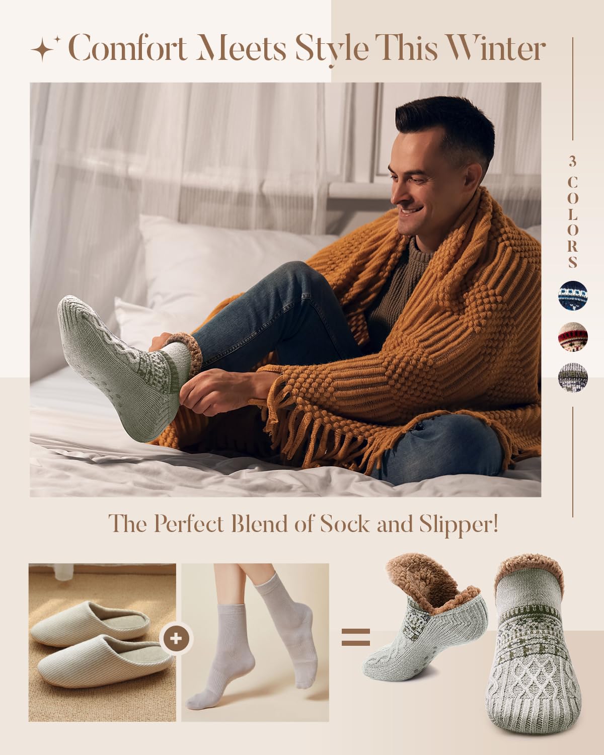 Stocking Stuffers for Adults Men Him: Fuzzy Slipper Socks with Grips Winter Thick Warm Cabin Thermal Socks Comfy Non Slip, Christmas Gifts for Men Husband Dad Grandpa Him Boyfriend Cozy Holiday Gifts