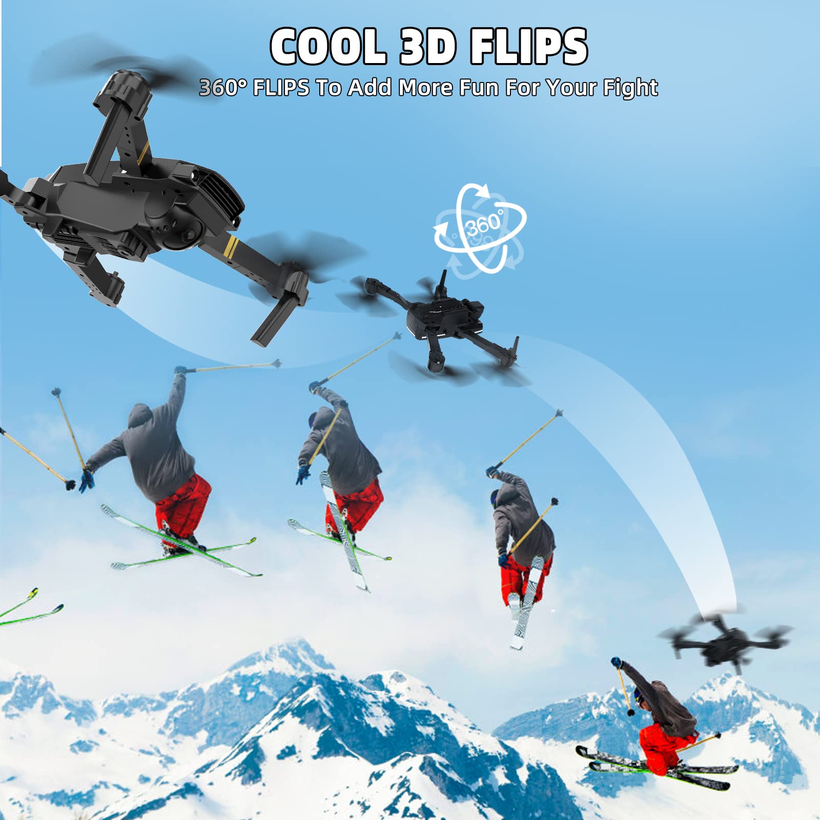 Drones for Adults with Cameras 4K, 3PCS Batteries Drones for Kids Foldable 4K Mini Drone with Camera RC Quadcopter, FPV Live Video, Altitude Hold, One Key Take Off/Landing, 3D Flip. Gifts for Girls/Boys