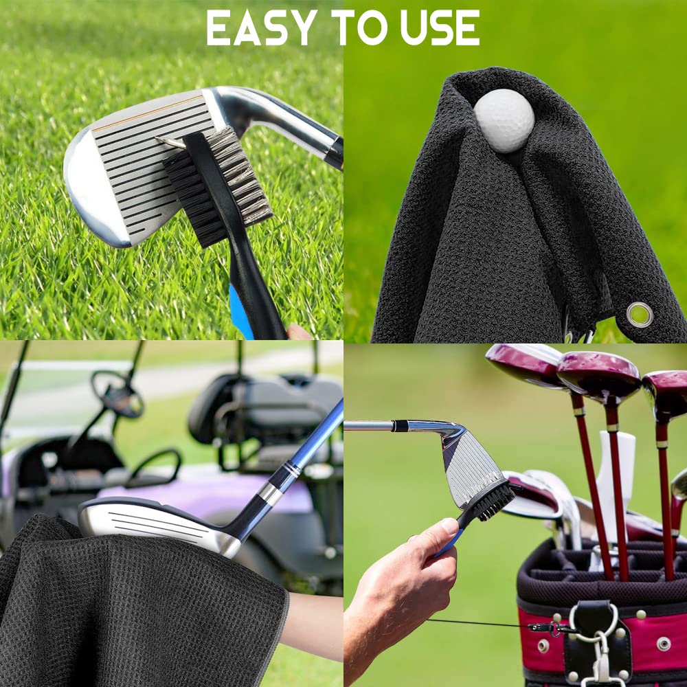 GEYGIE Super Sexy Golfing Lady Embroidered Golf Towels with Clip and Golf Brush with Retractable Extension Cord, Funny Golf Towel Gifts and Golf Accessories Set for Mom Women Daughter Wife Golf Fan