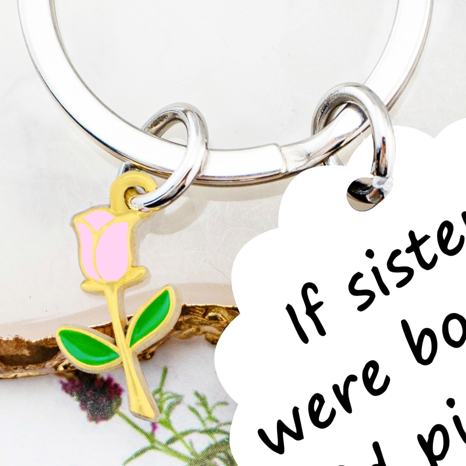 OEHEDOU Funny Gifts For Sister Birthday Gifts For Sister From Sisters Adult Sisters Gifts From Sister Birthday Gift Ideas Funny Sister Keychain Flower Gifts For Sister Friends Besties Women