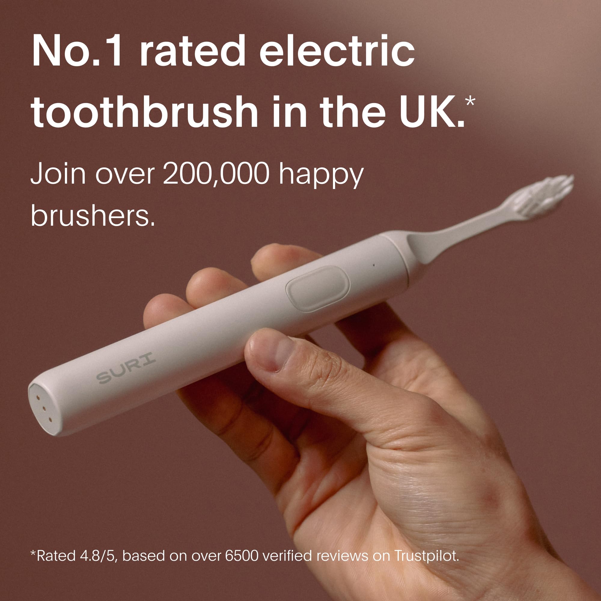 SURI Electric Toothbrush—Sustainable Electric Toothbrushes Adults, Slim Sonic Toothbrush & Accessories, 40-Day Battery, Travel Toothbrush with UV Cleaning Case, Ideal Christmas Gifts for Women & Men