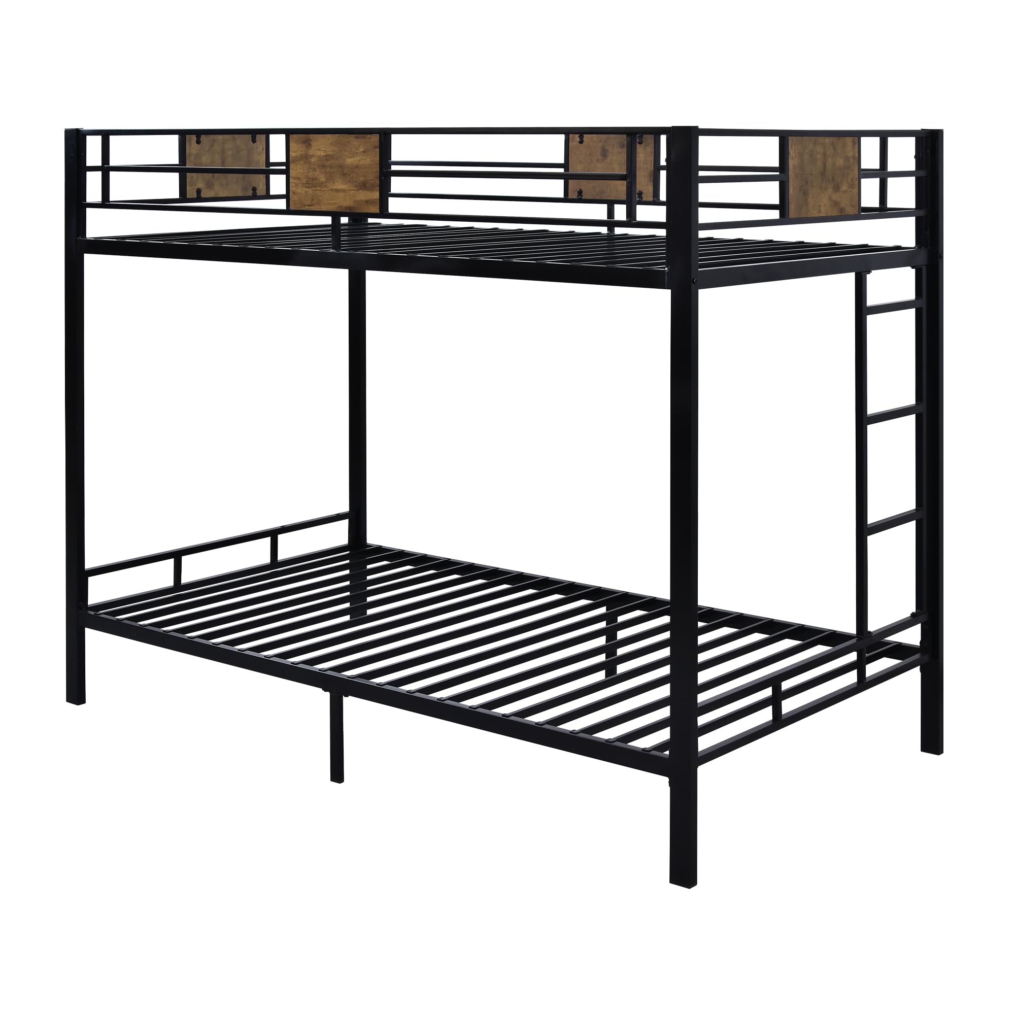 SHA CERLIN Bunk Bed Twin Over Twin Size with Ladder and Full-Length Guardrail, Metal, Storage Space, No Box Spring Needed, Noise Free, Black