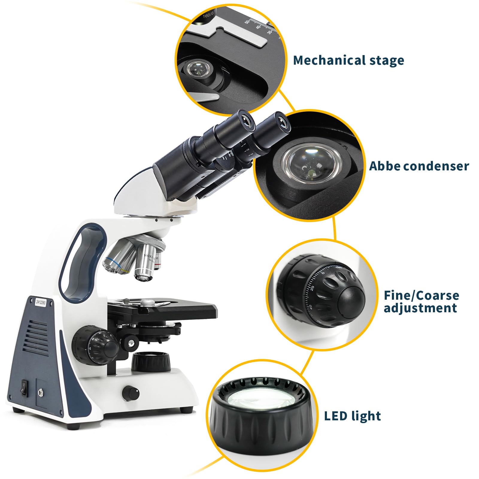 Swift SW400 Compound Binocular Microscope, 40X-2500X Magnification, Infinity Optical System, Wide-Field 10X/25X Eyepieces, Ultra-Precise Focusing, Mechanical Stage, Research-Grade Lab Microscope