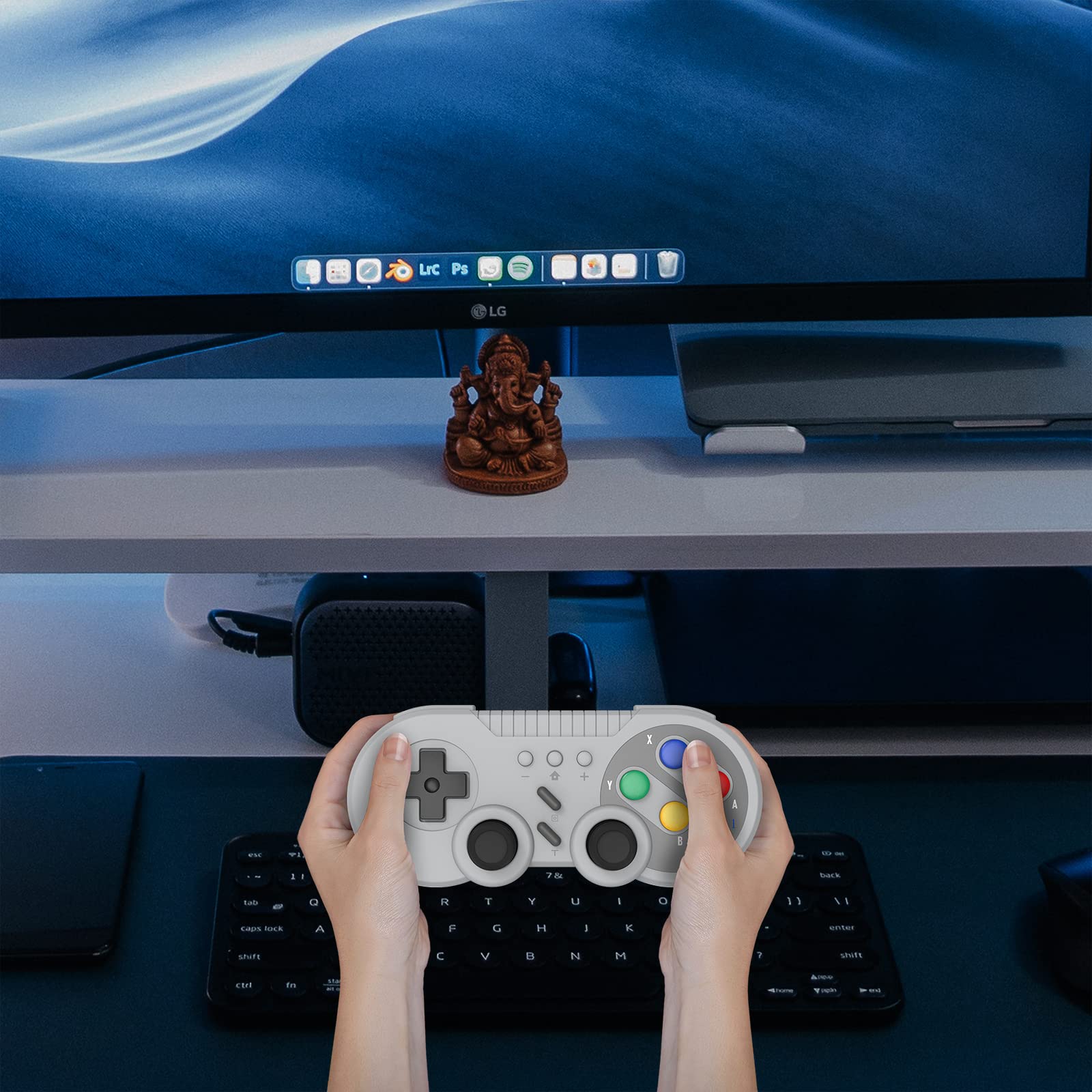 Switch Controller Wireless Gamepad Compatible with NS/Switch OLED/Windows PC - Classic SNES Style Controller with Motion Control/Vibration/Turbo/Wakeup - Gray
