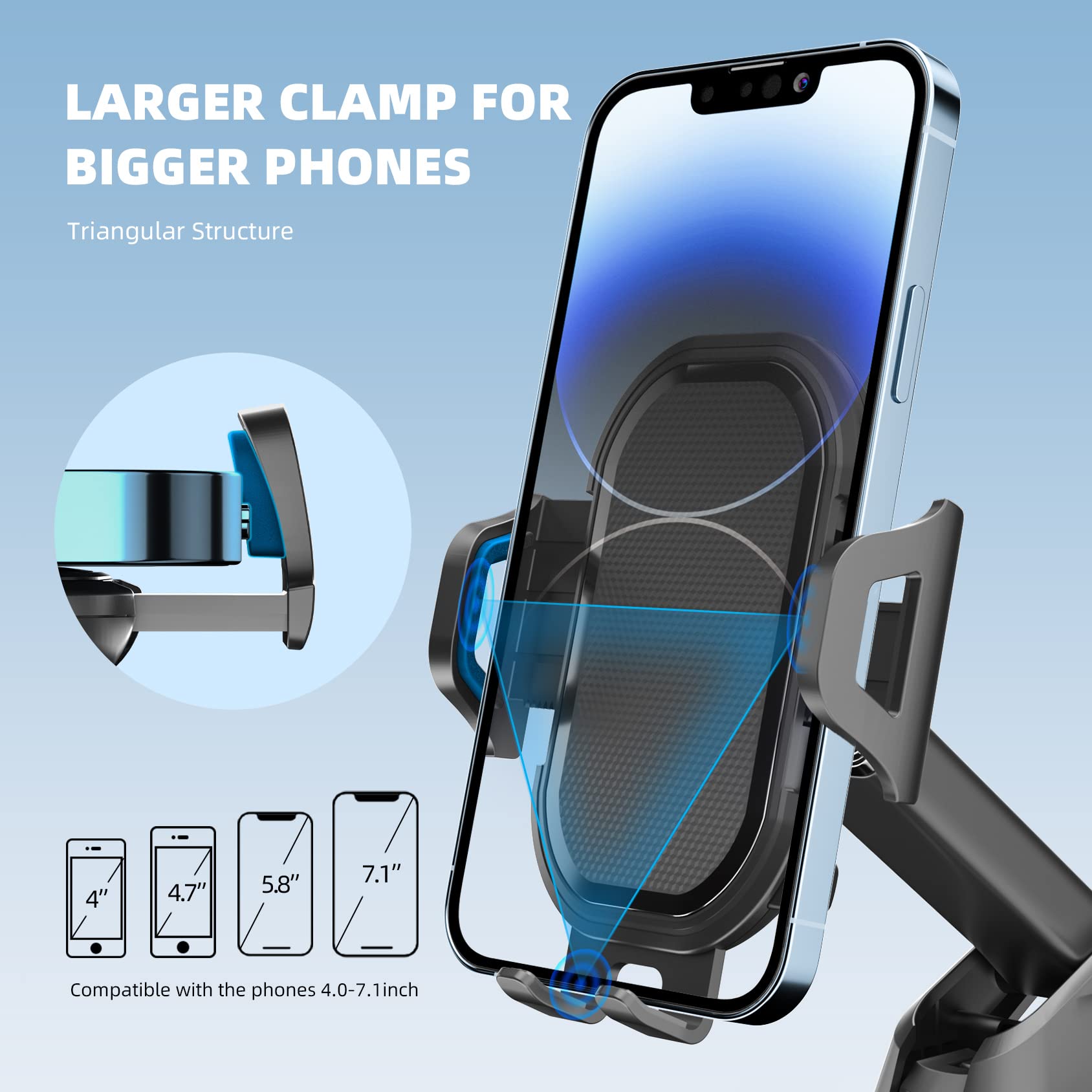 Phone Holder Mount for Car [ Off-Road Level & Stable Hook ] Windshield Dashboard Air Vent Universal Hands-Free Automobile Mounts Cell Phone Holder Fit for iPhone Smartphones