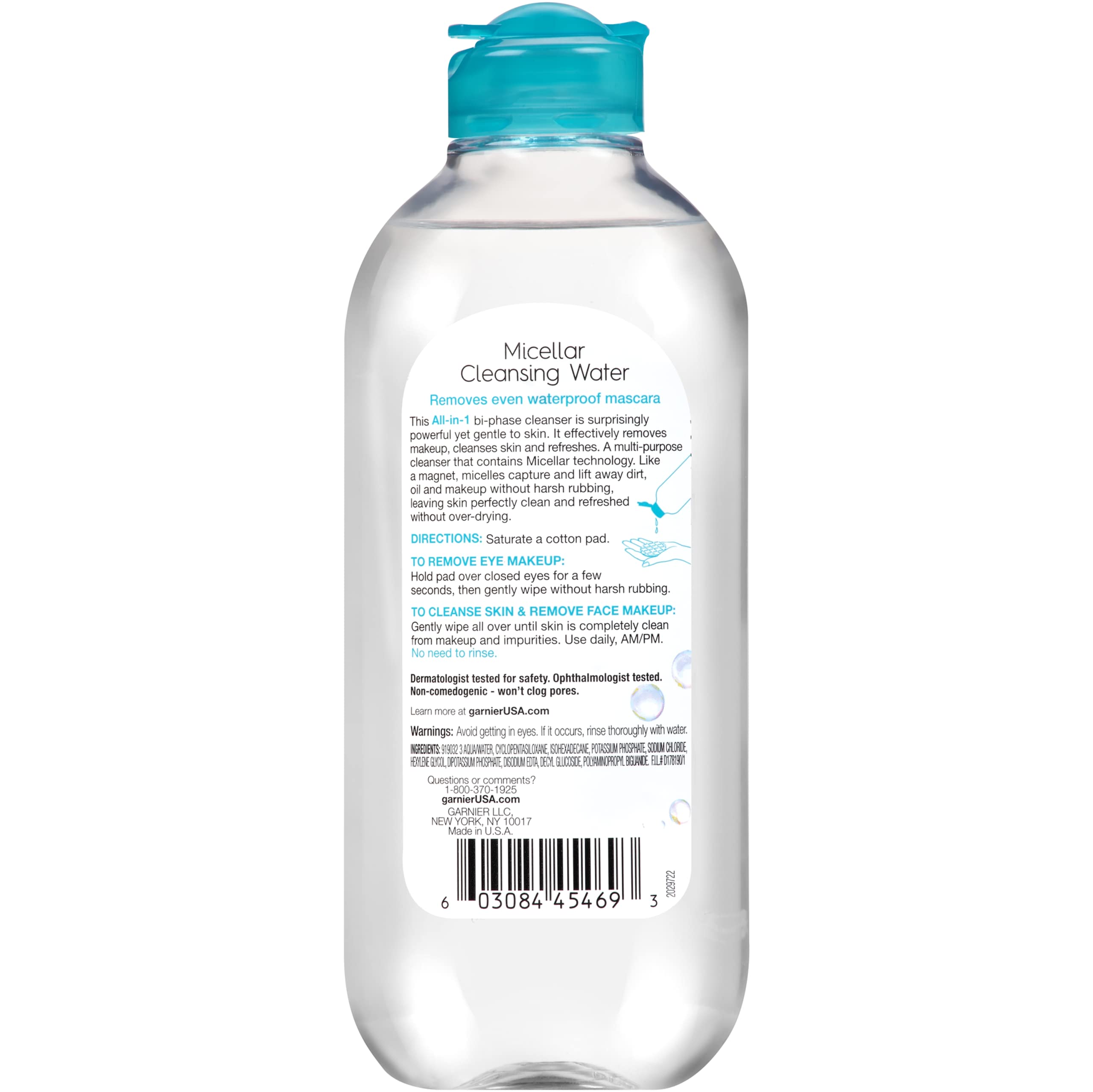 Garnier Micellar Water For Waterproof Makeup, Hydrating Facial Cleanser & Makeup Remover, Suitable for Sensitive Skin, Vegan, Cruelty Free, 13.5 Fl Oz (400mL), 1 Count