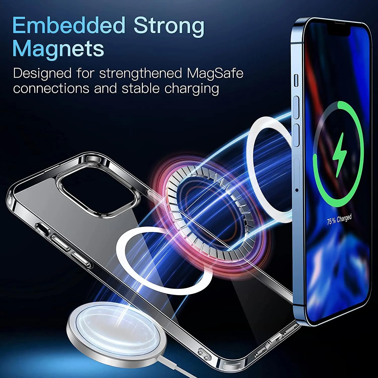 NYCPrimeTech Crystal Clear Case for iPhone 15 Pro Max [Compatible with MagSafe] Slim, Scratch Resistant, Shock Proof, Magnetic Phone Case